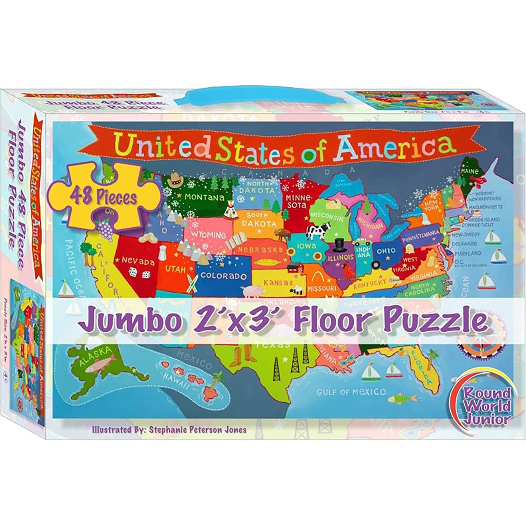 Round World Products USA Map Floor Puzzle for Kids - 48 pc - Image 4