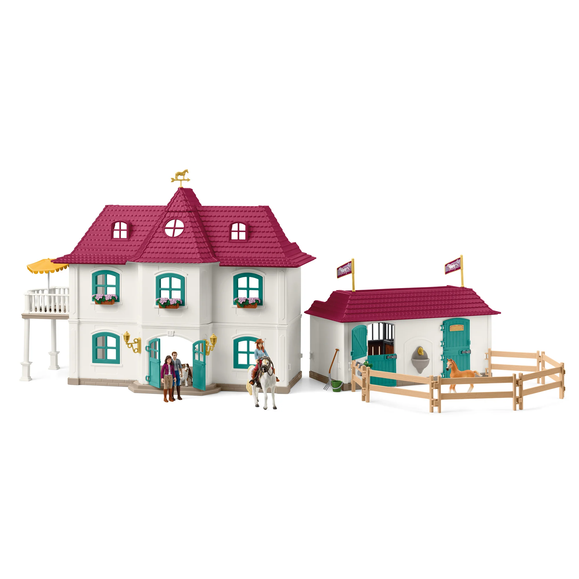 Schleich Horse Club Lakeside Country House & Stable - 192pc Doll House Adventure Playset - Image 3