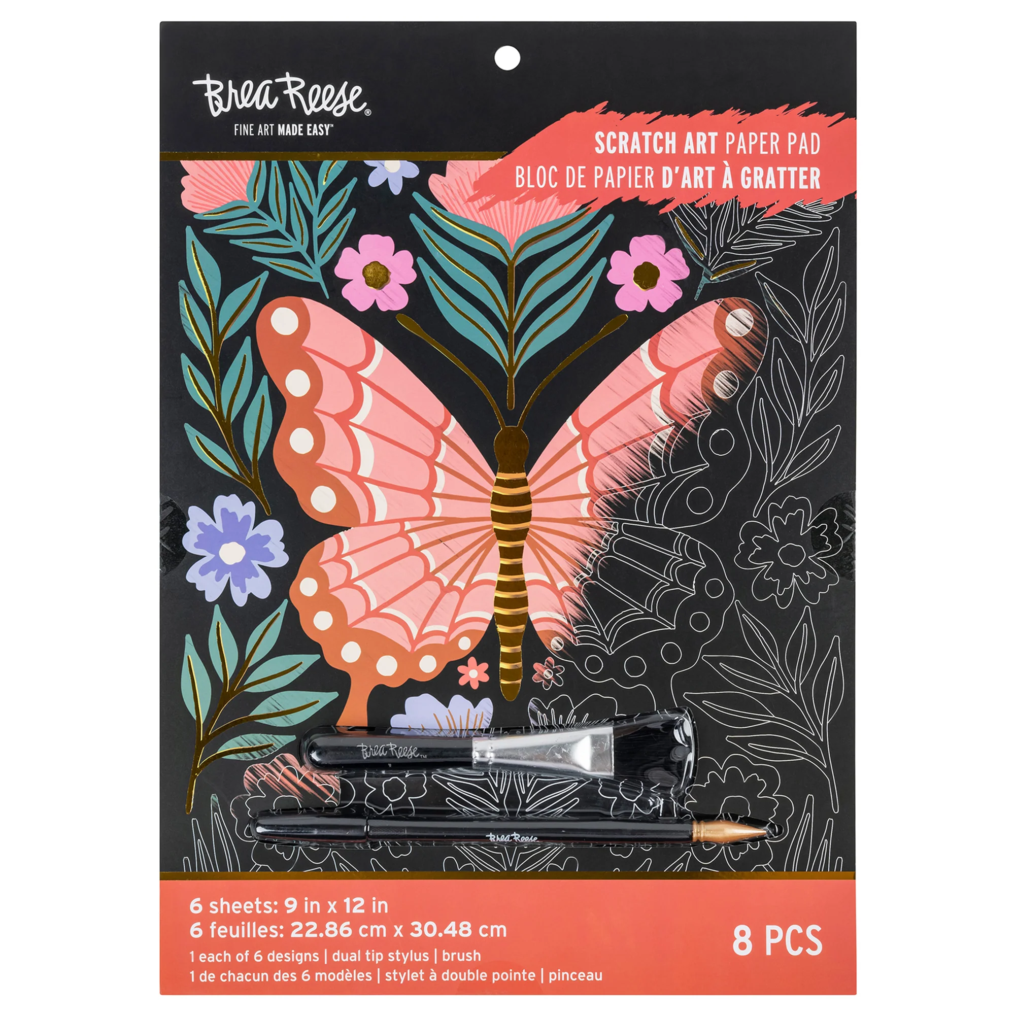 Scratch Art Paper Pad - Butterfly Garden 6-Design Kit