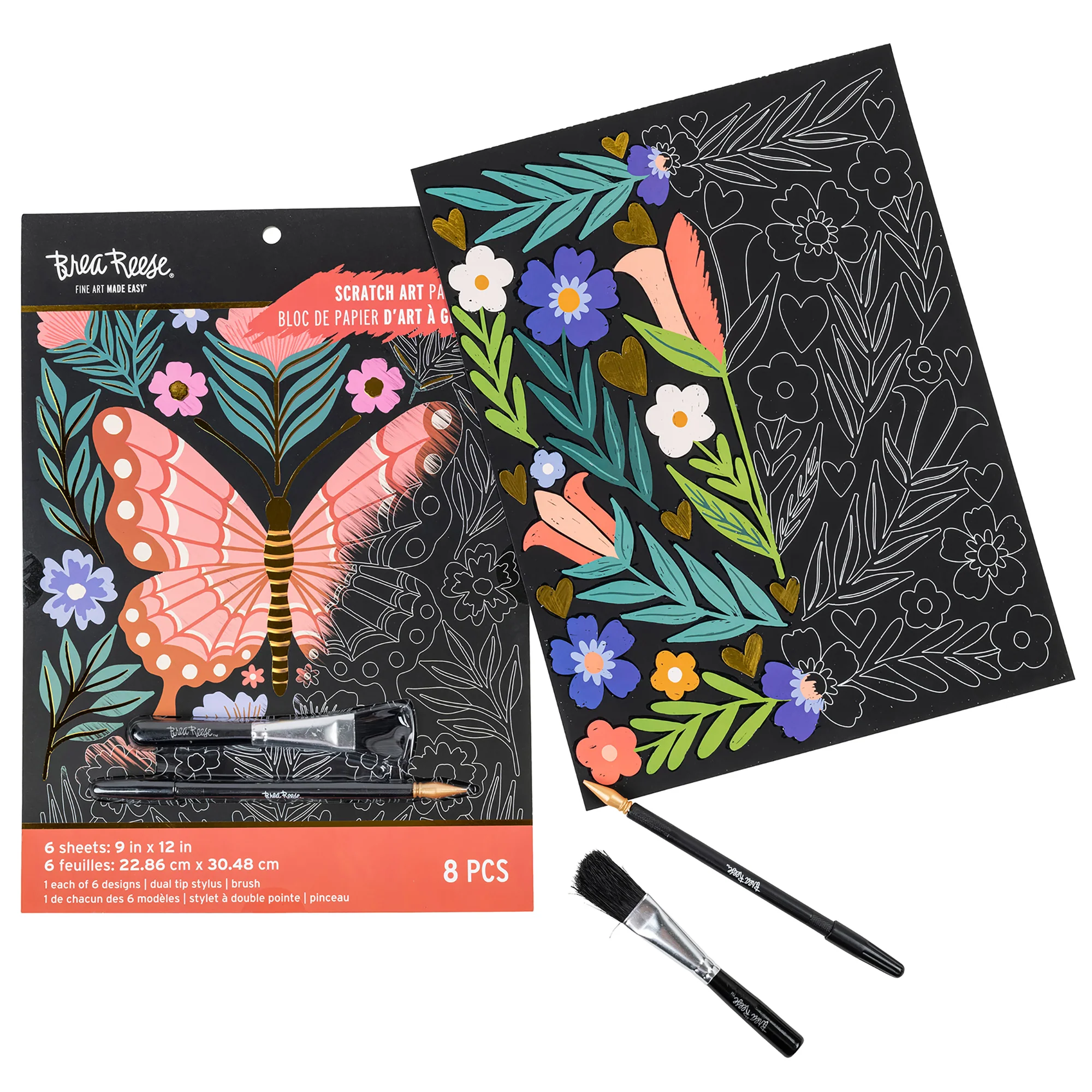 Scratch Art Paper Pad - Butterfly Garden 6-Design Kit - Image 3
