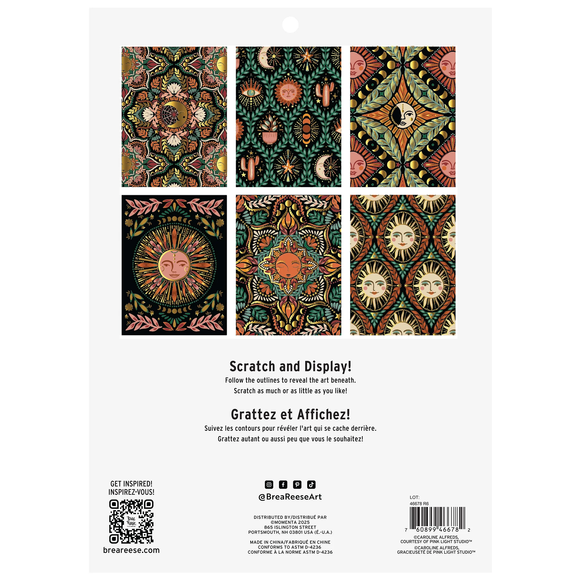 Brea Reese Scratch Art Paper Pad Moon & Sun 6 Designs With Stylus - Image 2