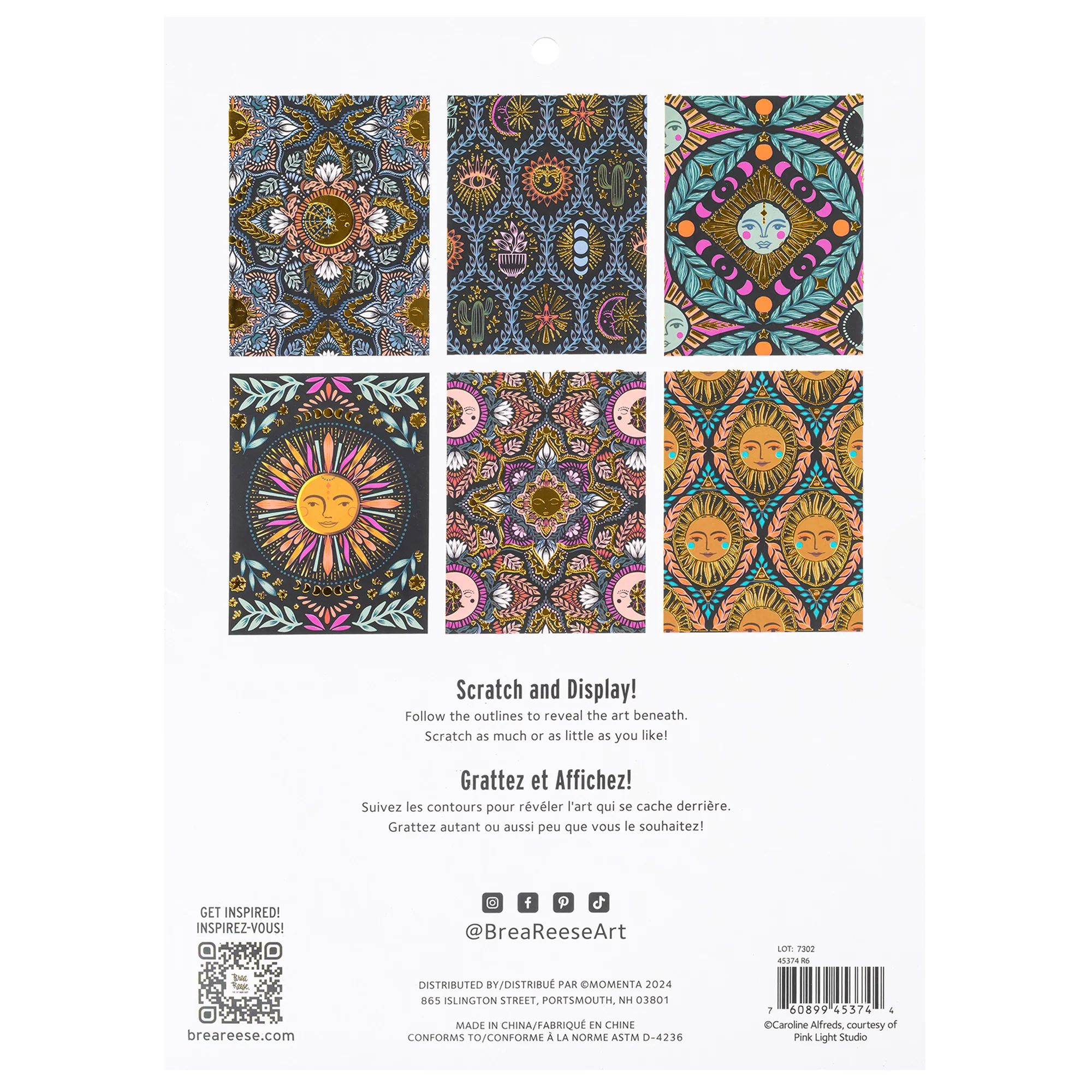 Scratch Art Paper Pad Moon & Sun 6 Celestial Designs - Image 2