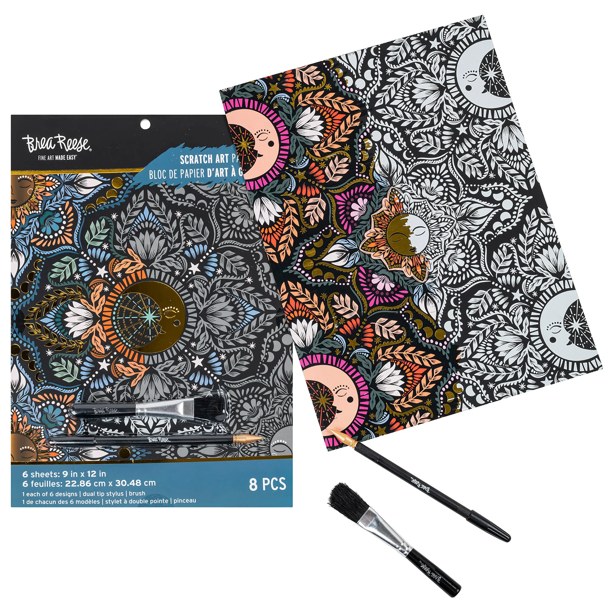 Scratch Art Paper Pad Moon & Sun 6 Celestial Designs - Image 3