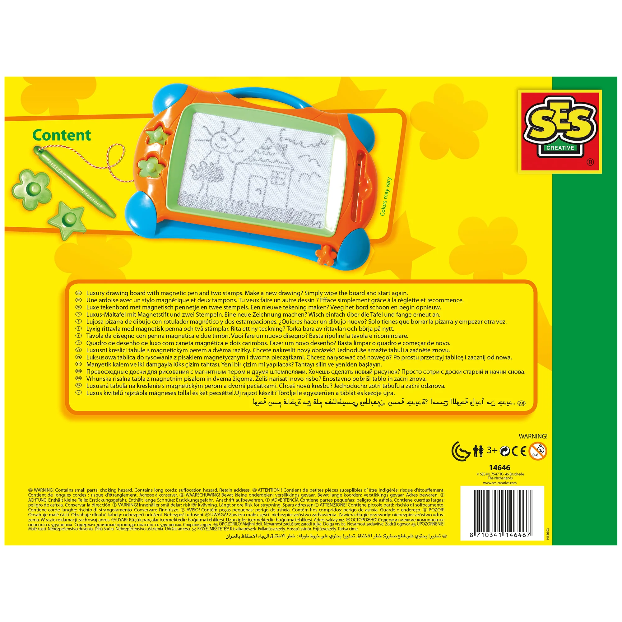 SES Creative Magnetic Drawing Board with Doodle Pen & Stamps - Art Activity Set for Kids 3+ - Image 2