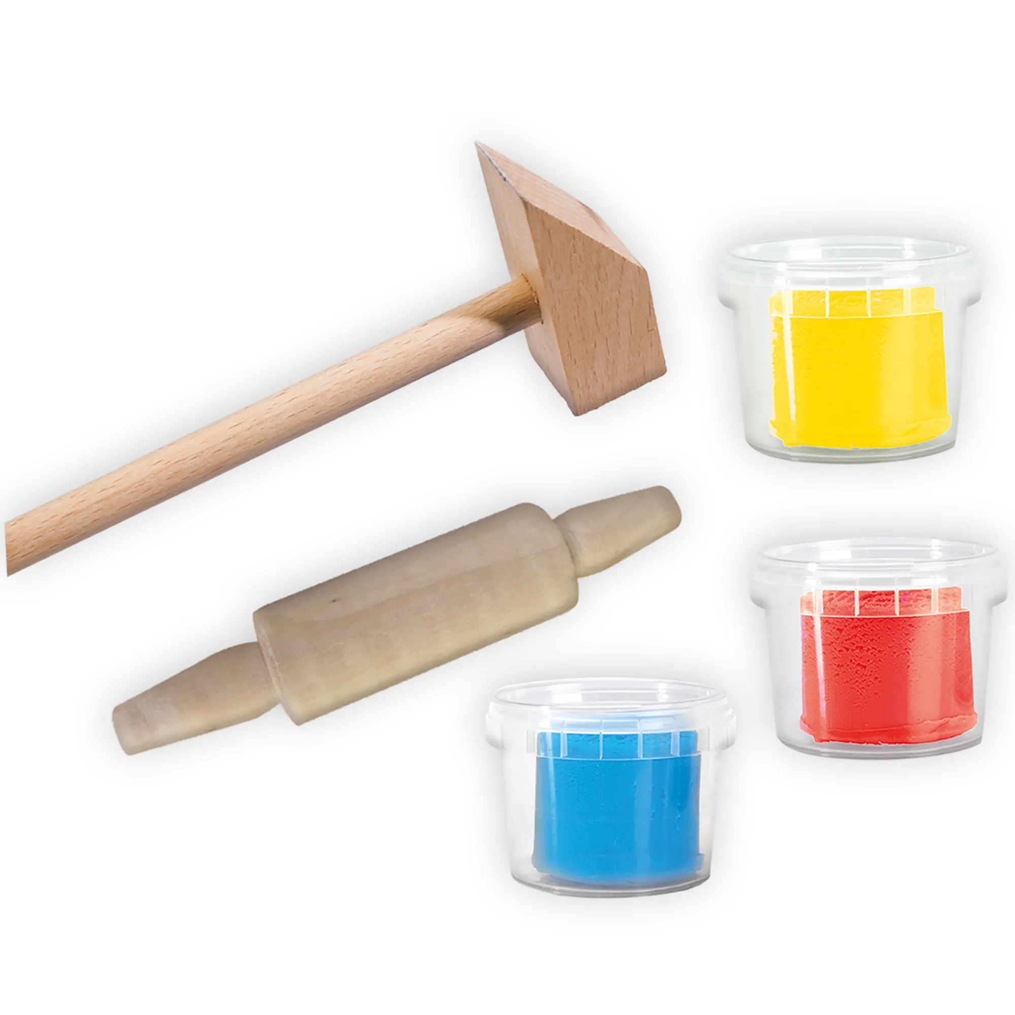 SES Creative My First Dough Set - Red/Blue/Yellow with Wooden Tools - Image 3