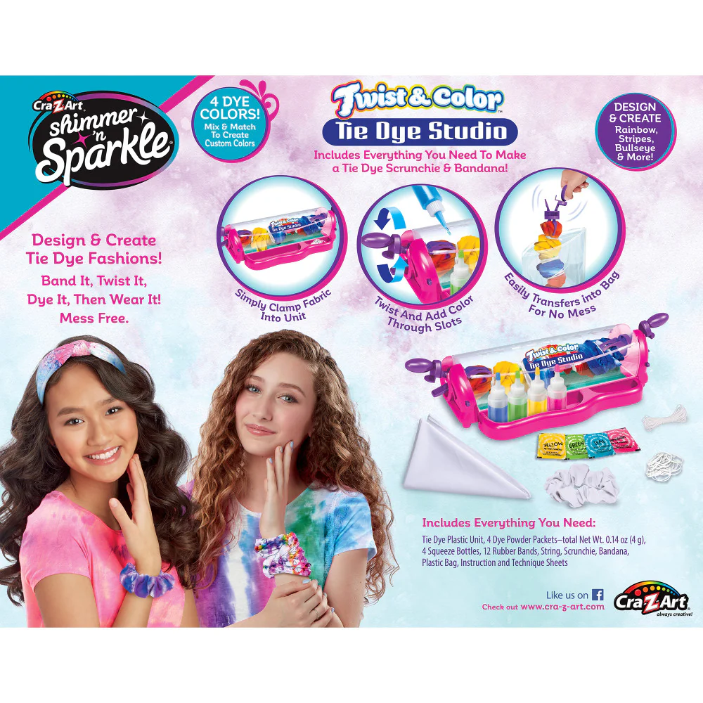 Cra-Z-Art Shimmer 'N Sparkle Twist & Color Tie Dye Studio DIY Kit - Image 2