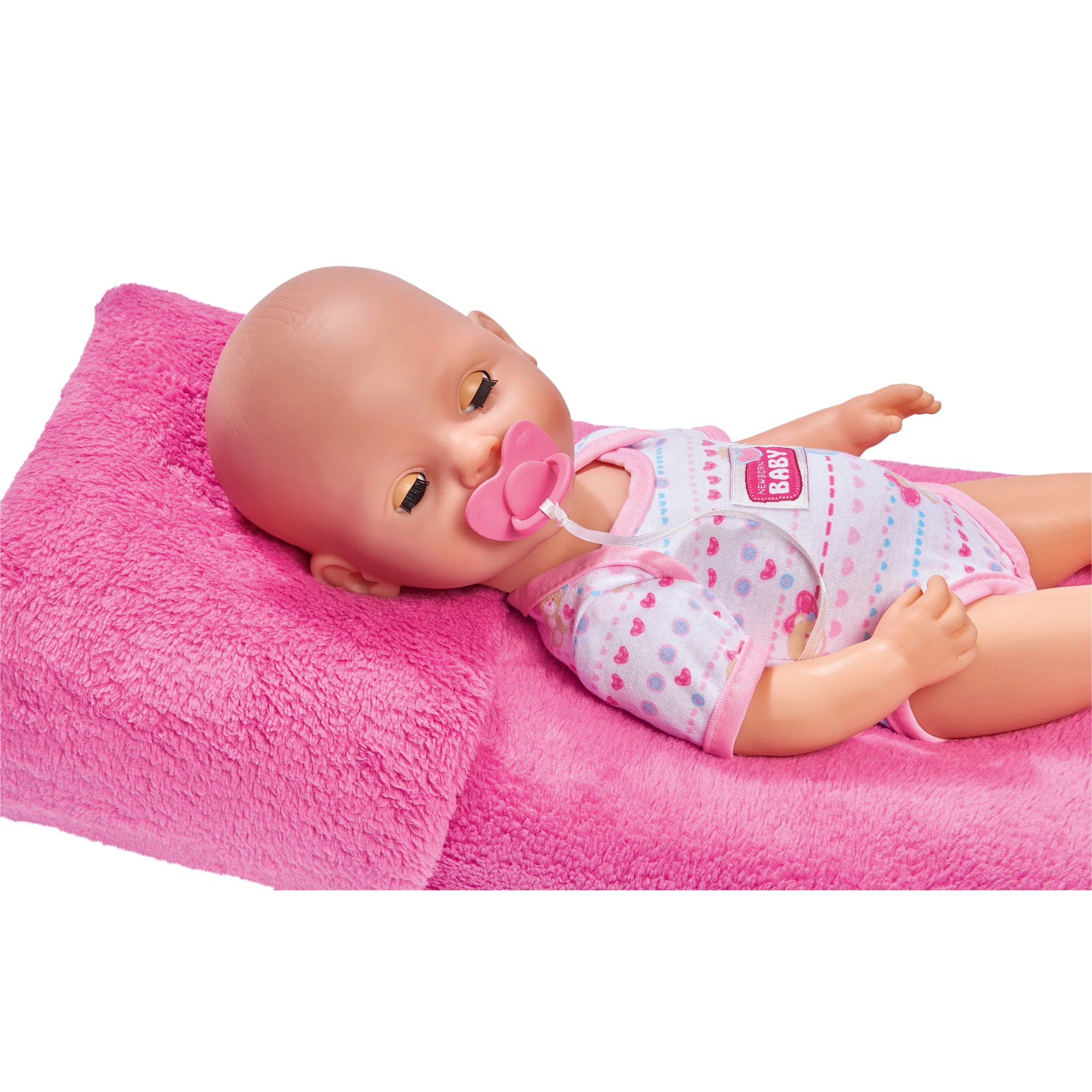 Simba Toys 15" Drink & Wet Baby Doll Set - Pink Heart Onesie - Image 4