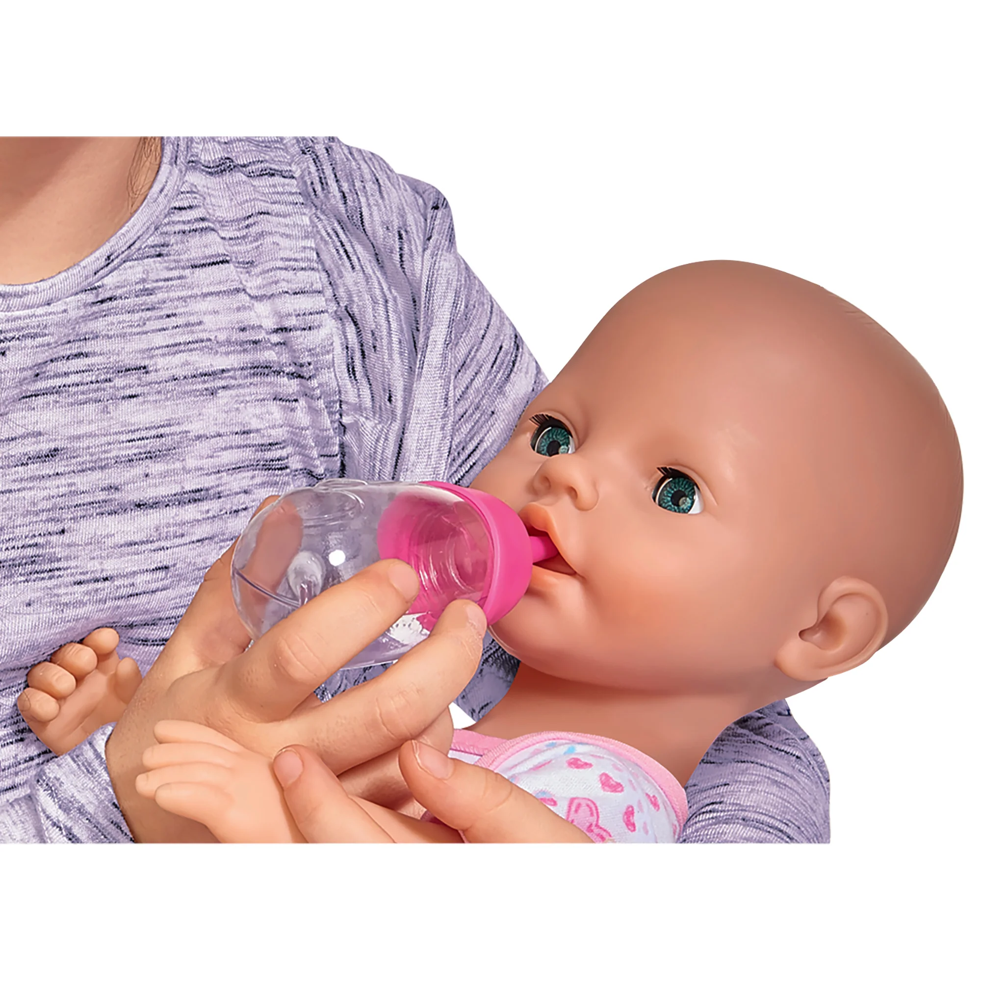 Simba Toys 15" Drink & Wet Baby Doll Set - Pink Heart Onesie - Image 5