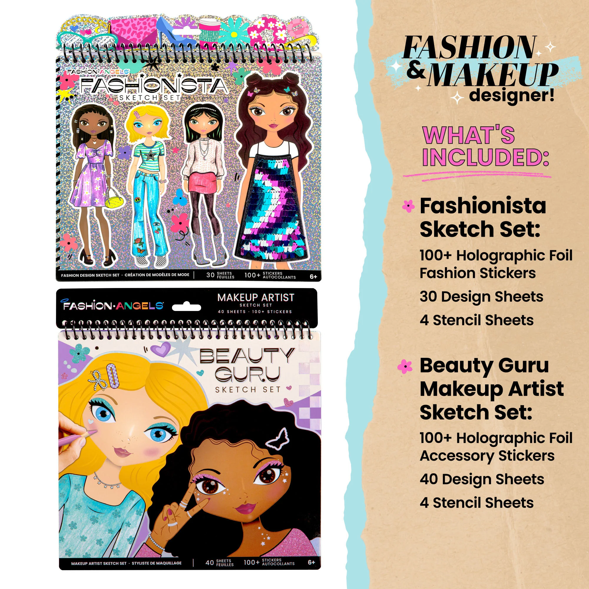Creative Kids Sketch Portfolio Bundle: Fashionista & Beauty Guru - Design Set