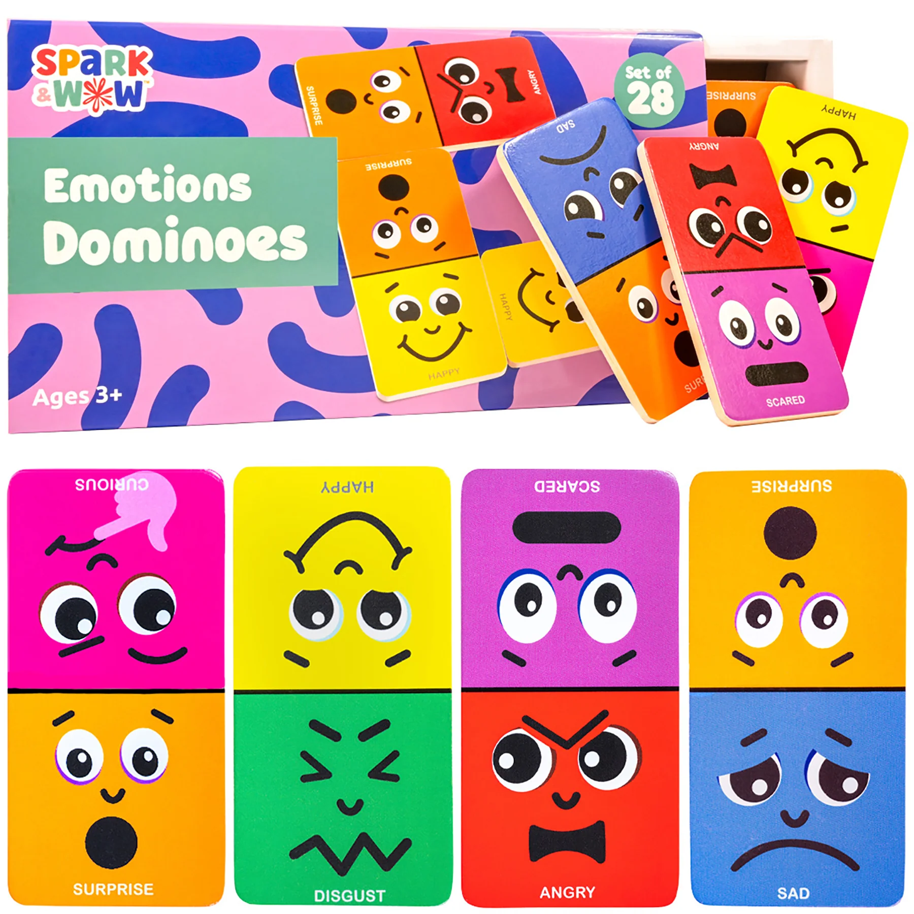Spark & Wow Emotions Dominoes - Expressive Play Set - 28 Pieces - Image 6