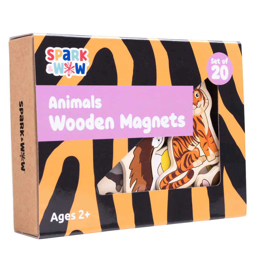 Spark & Wow Colorful Wooden Animal Magnets - Set of 20 - Image 13