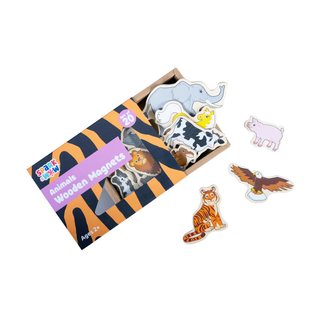 Spark & Wow Colorful Wooden Animal Magnets - Set of 20 - Image 4