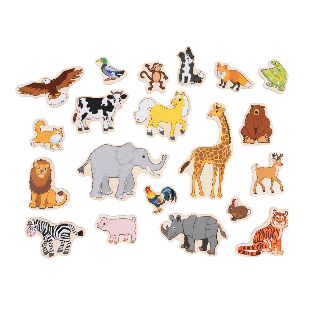 Spark & Wow Colorful Wooden Animal Magnets - Set of 20 - Image 6