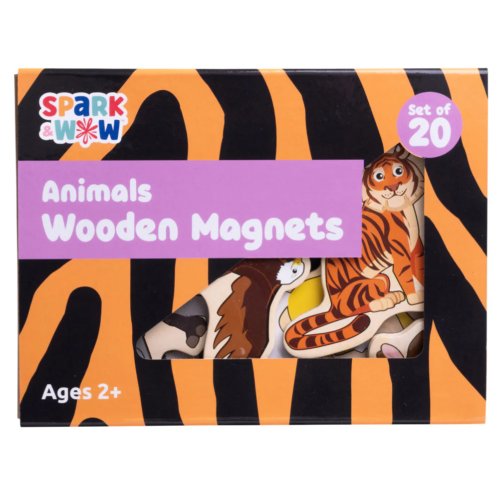 Spark & Wow Colorful Wooden Animal Magnets - Set of 20 - Image 7
