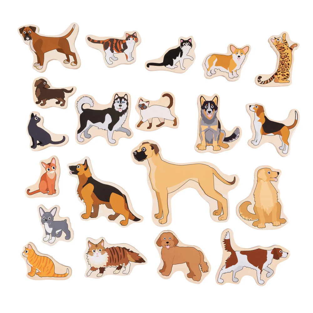 Spark & Wow Wooden Magnets - Cats & Dogs - Vibrant 20-Piece Set - Image 2