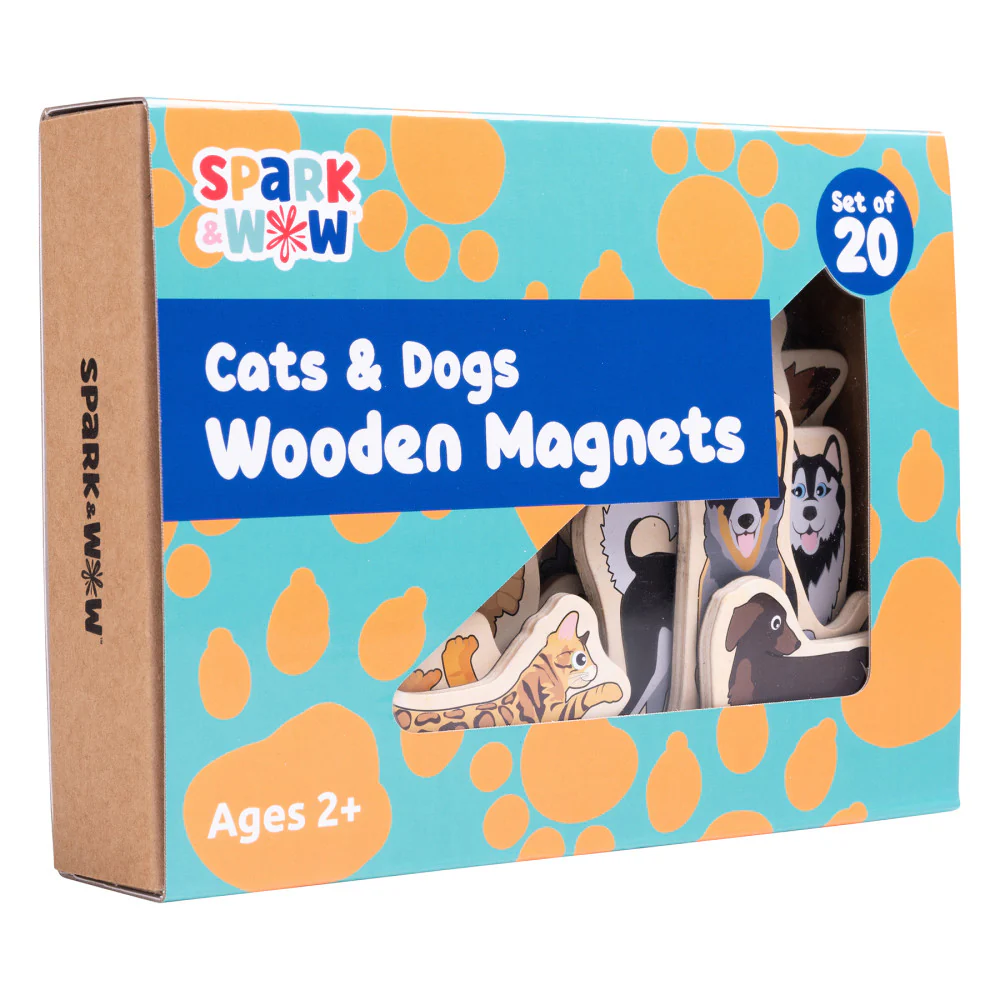 Spark & Wow Wooden Magnets - Cats & Dogs - Vibrant 20-Piece Set - Image 7