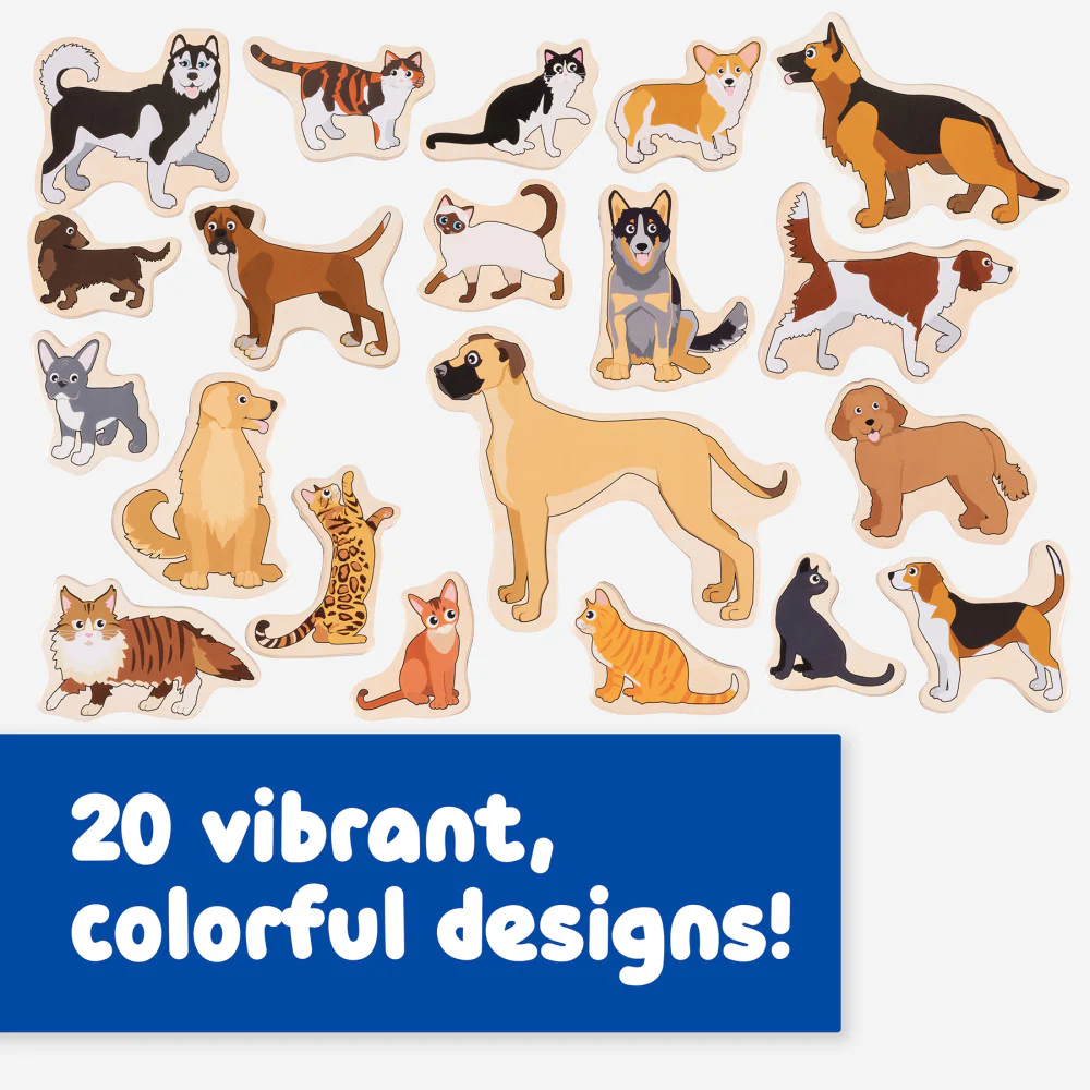 Spark & Wow Wooden Magnets - Cats & Dogs - Vibrant 20-Piece Set - Image 8