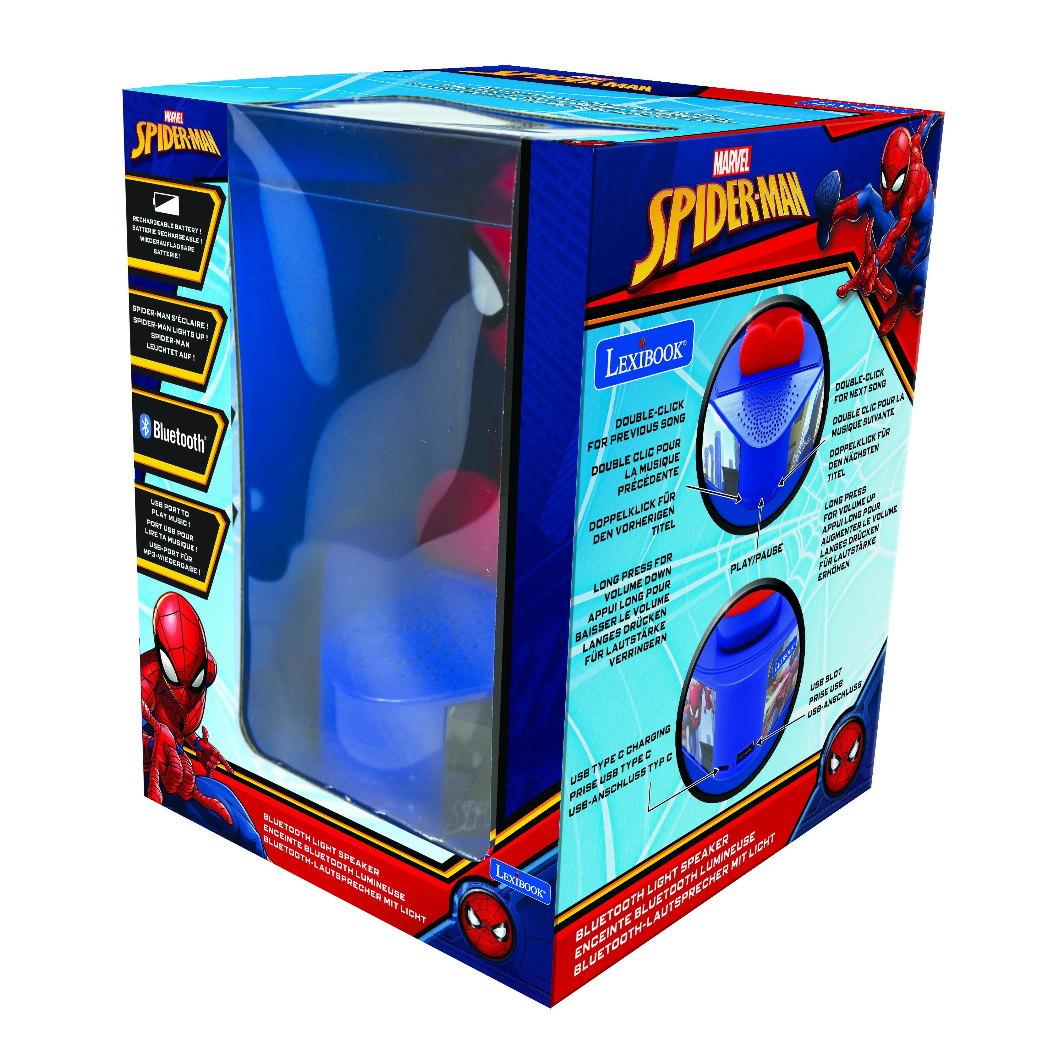 Marvel Spider-Man Illuminating Bluetooth Speaker - Light-Up Eyes - Red - Image 6