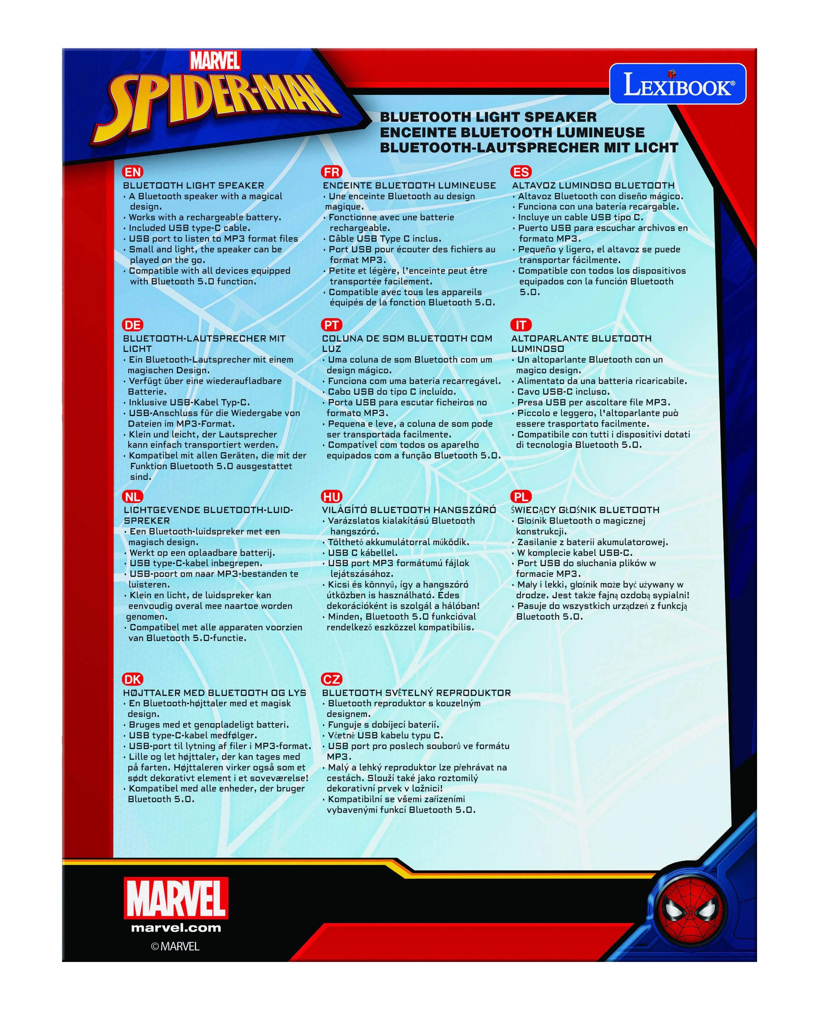 Marvel Spider-Man Illuminating Bluetooth Speaker - Light-Up Eyes - Red - Image 8
