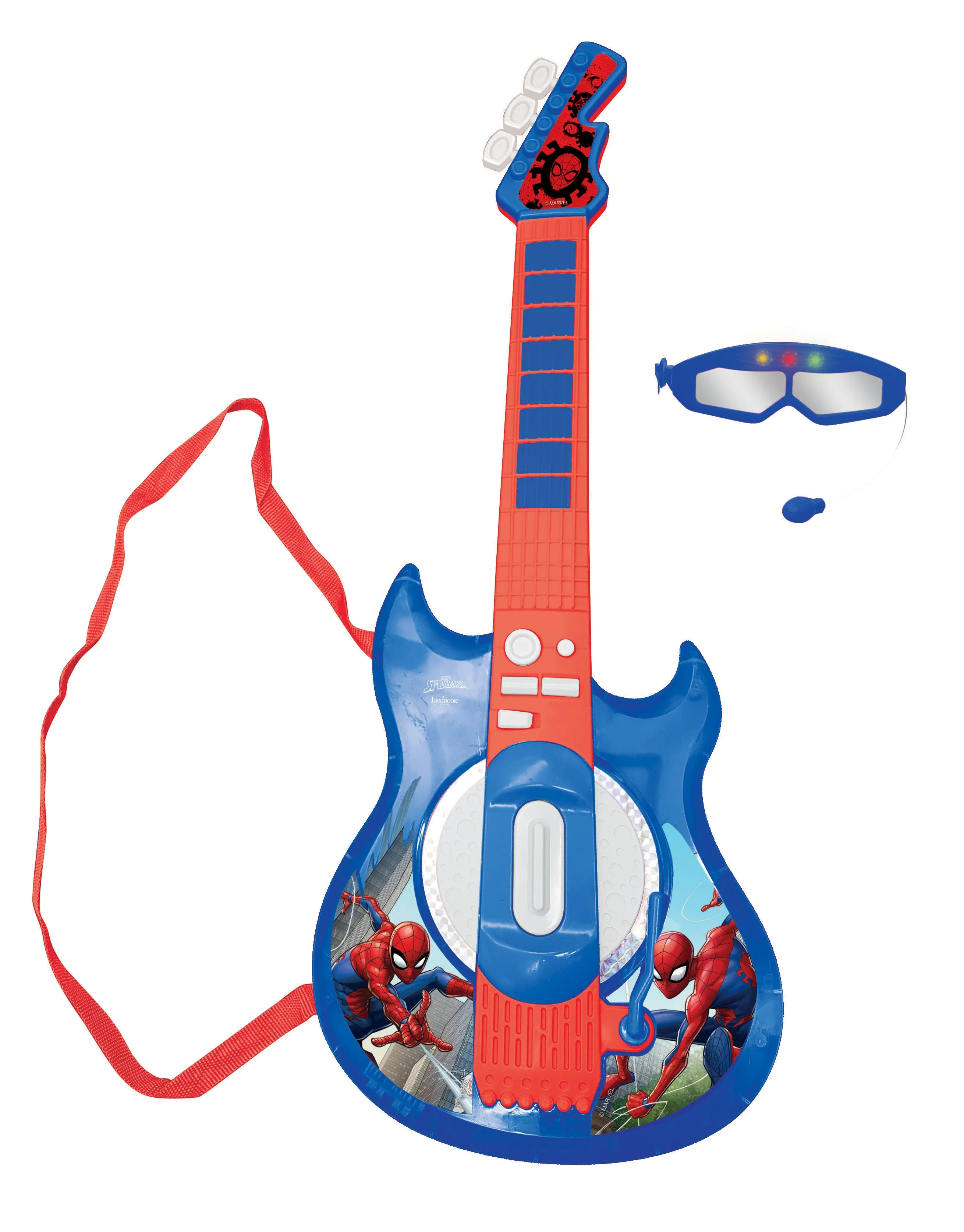Spider-Man Red and Blue Electronic Lighting Guitar with Mic - Image 4
