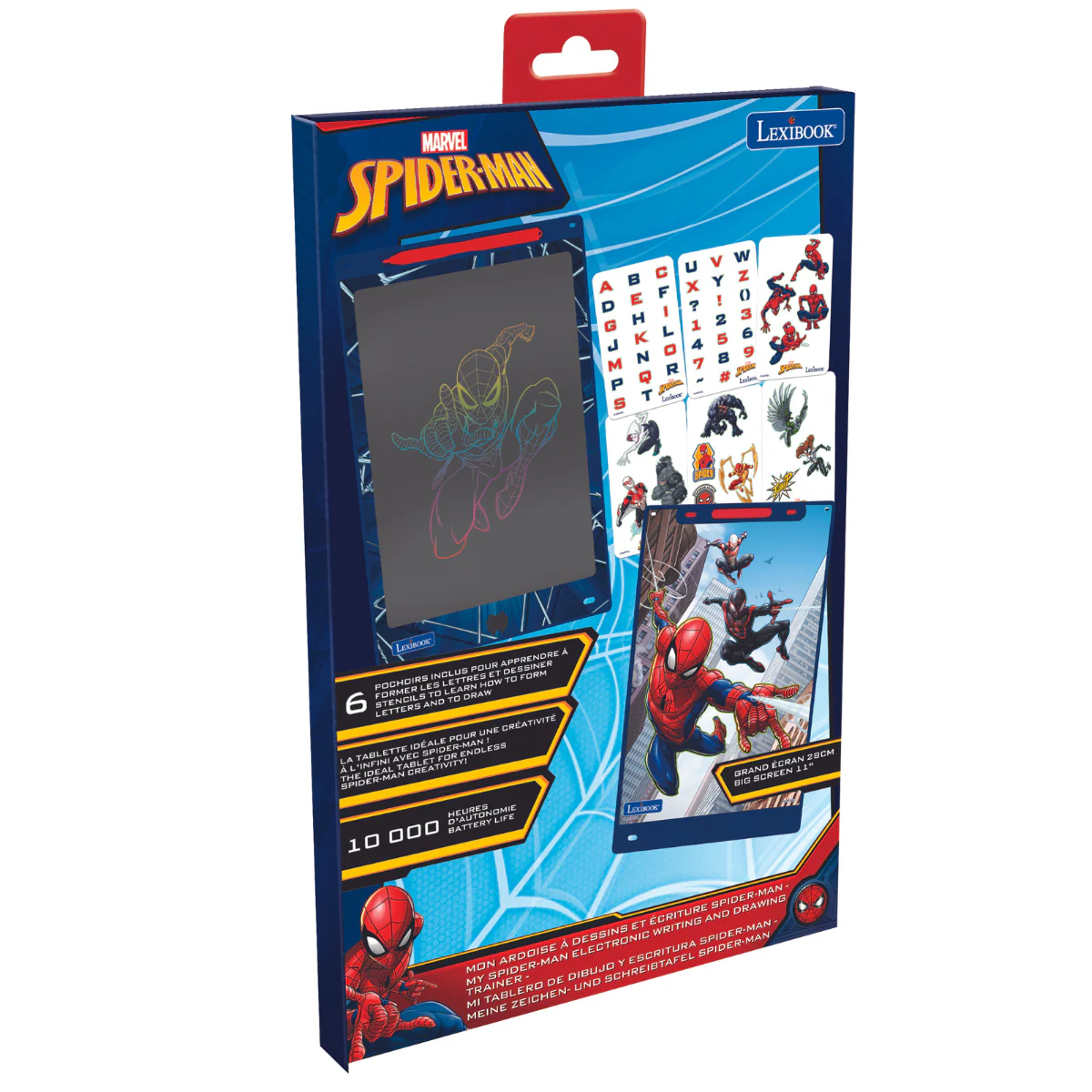 SpiderMan 11’’  multicolor learning drawing E-ink tablet with stencils - Image 4