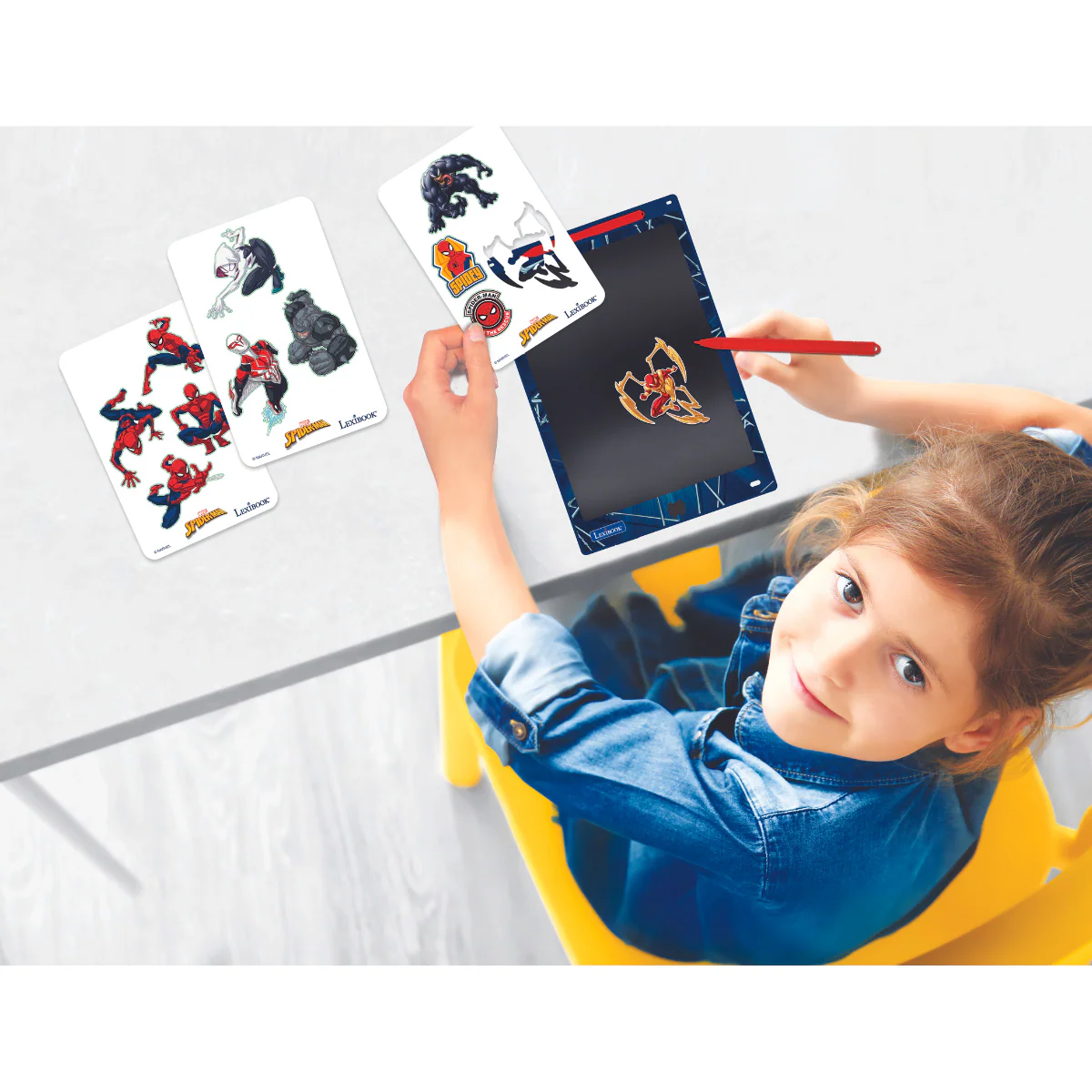 SpiderMan 11’’  multicolor learning drawing E-ink tablet with stencils - Image 5