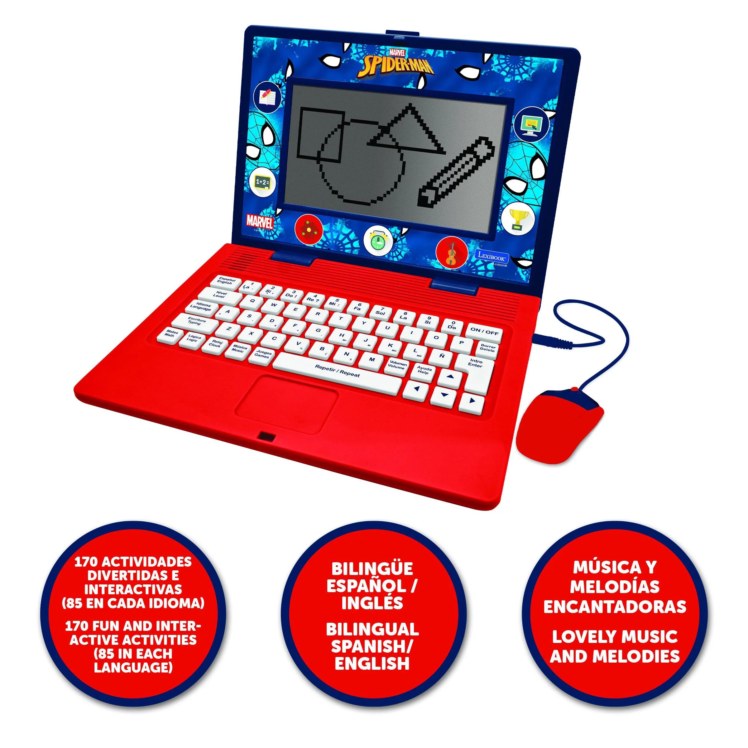 Spiderman Bilingual Educational Laptop with 170 Educational Activities and 6.7” Screen - Image 3
