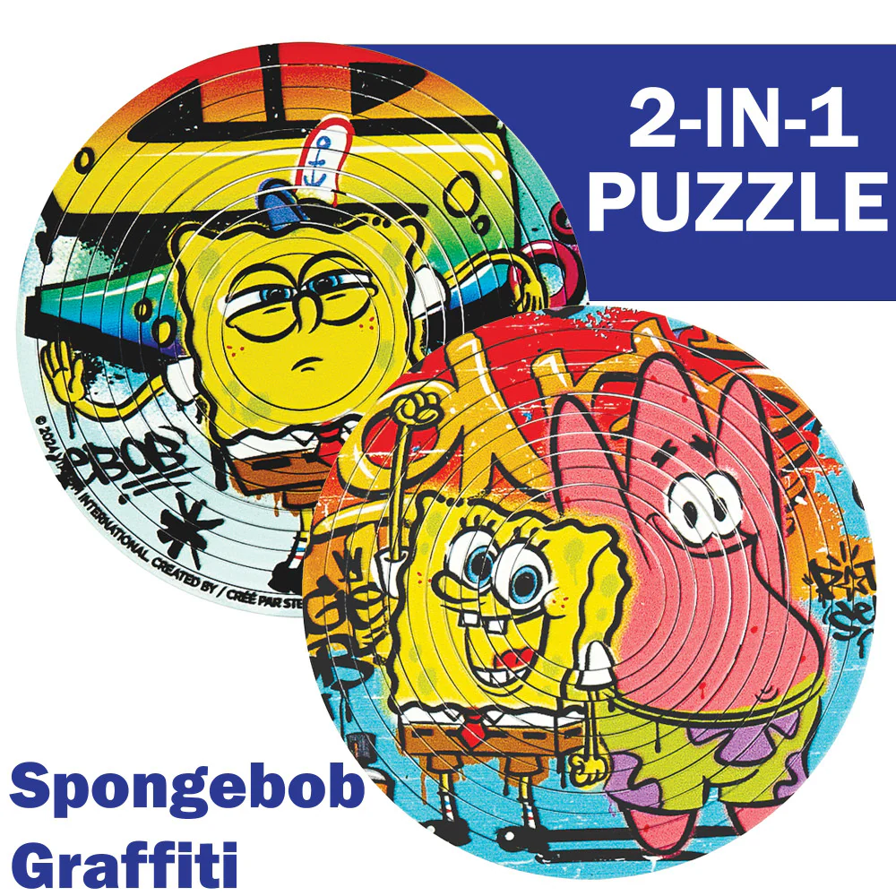 SpongeBob Spin Flip Puzzle - Double-Sided 12-Ring Brain Teaser - Image 2