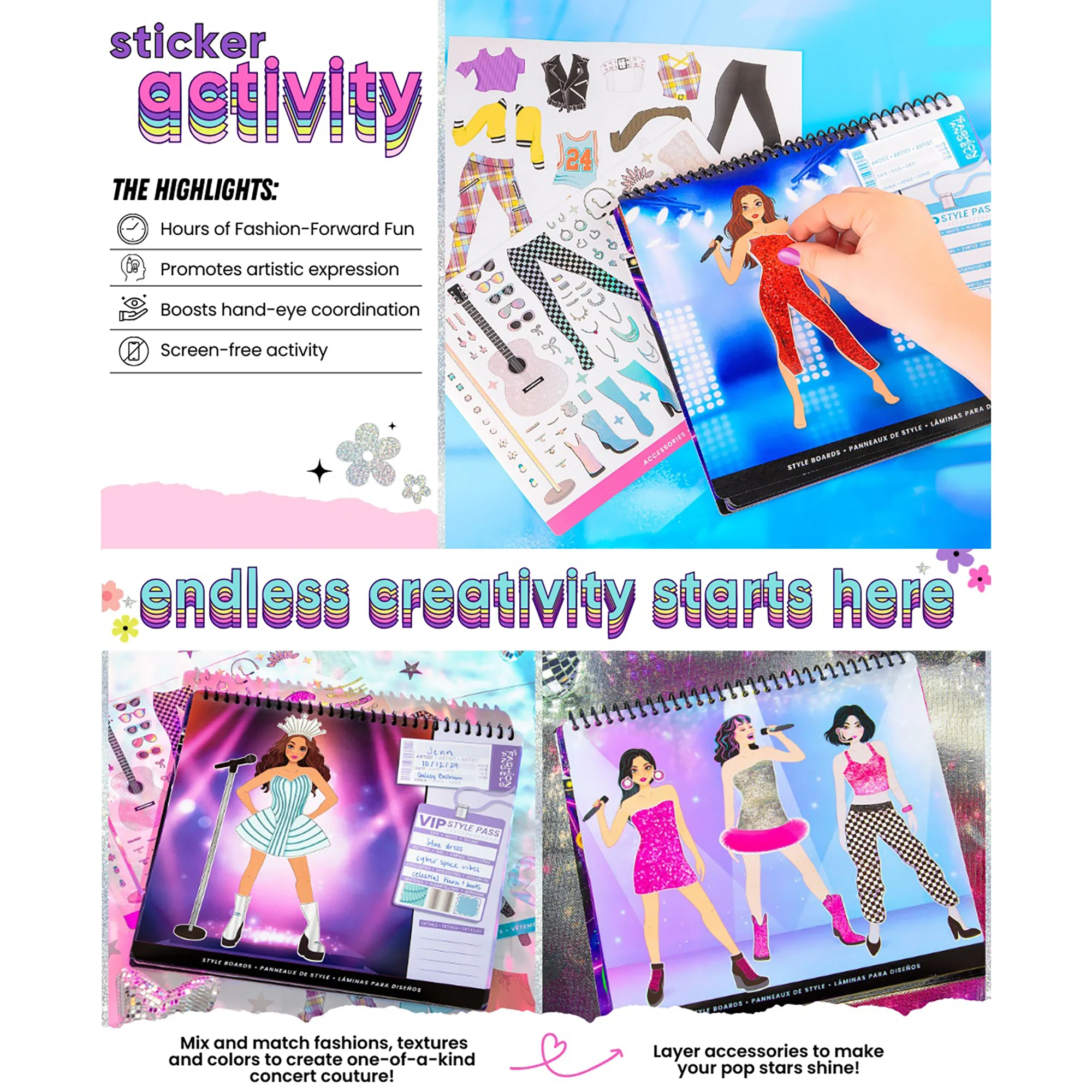 Fashion Angels Live In Concert Sticker Stylist Fashion Set With 600+ Stickers - Image 4