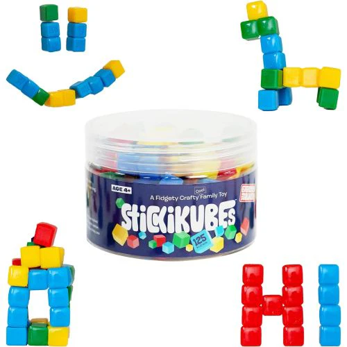 StickiKubes 125-Piece Mini Stacking Cubes - Colorful Non-Toxic Building Set