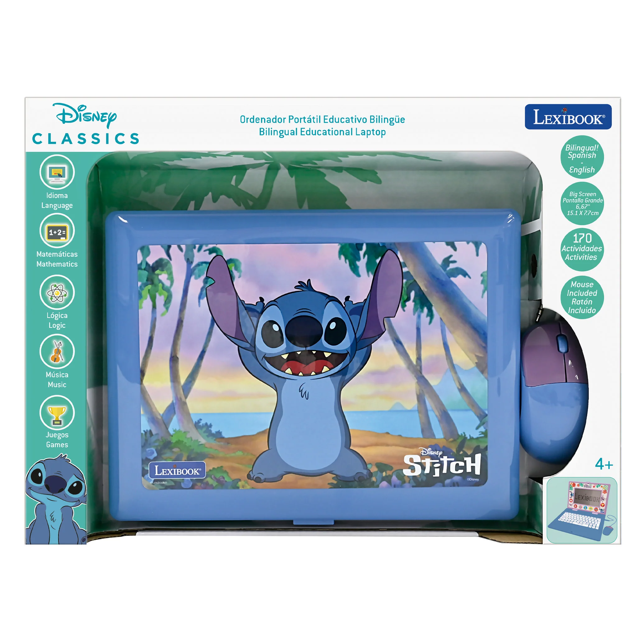 Lexibook Disney Stitch Bilingual Educational Laptop, 170 Activities, Blue - Image 10