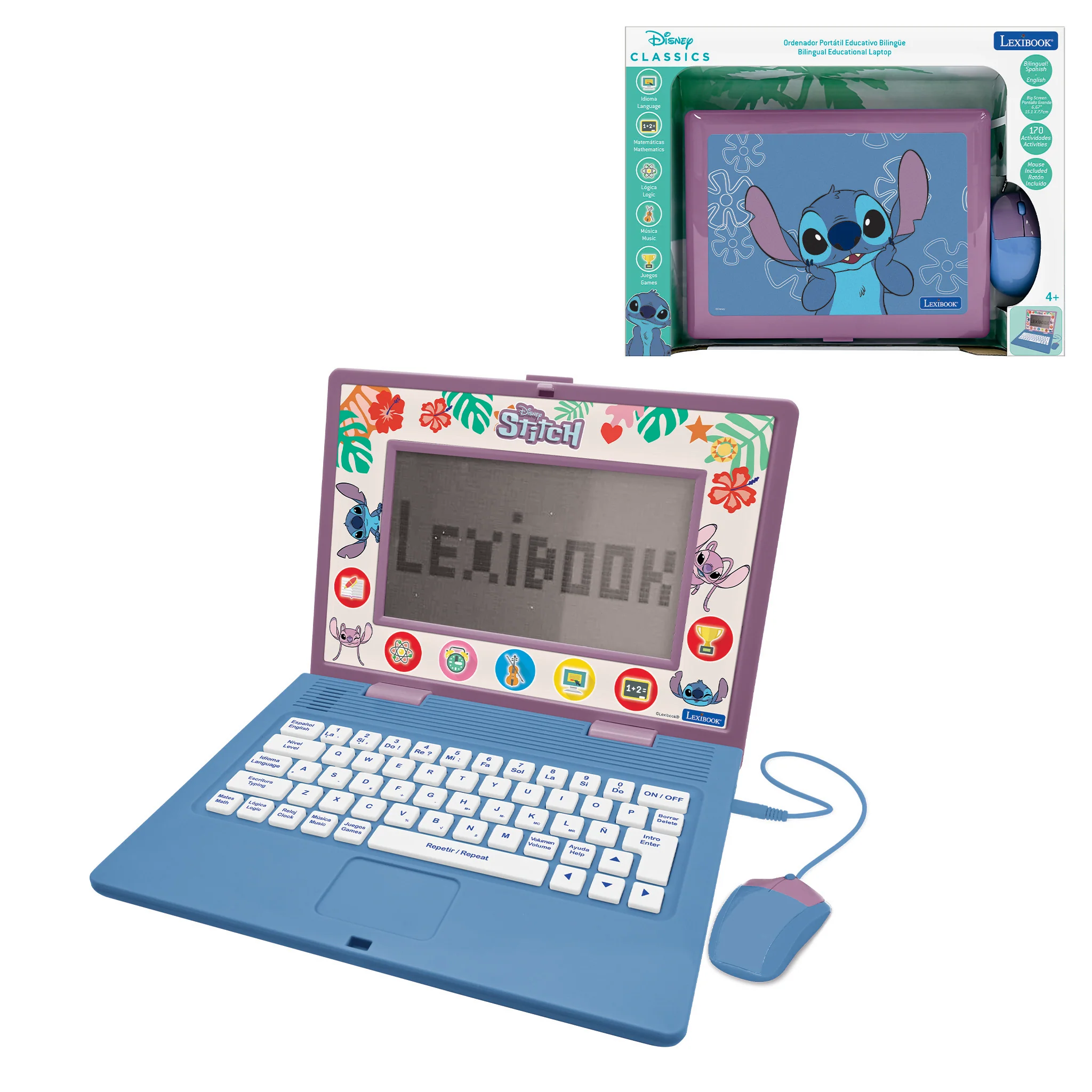 Lexibook Disney Stitch Bilingual Educational Laptop, 170 Activities, Blue - Image 14