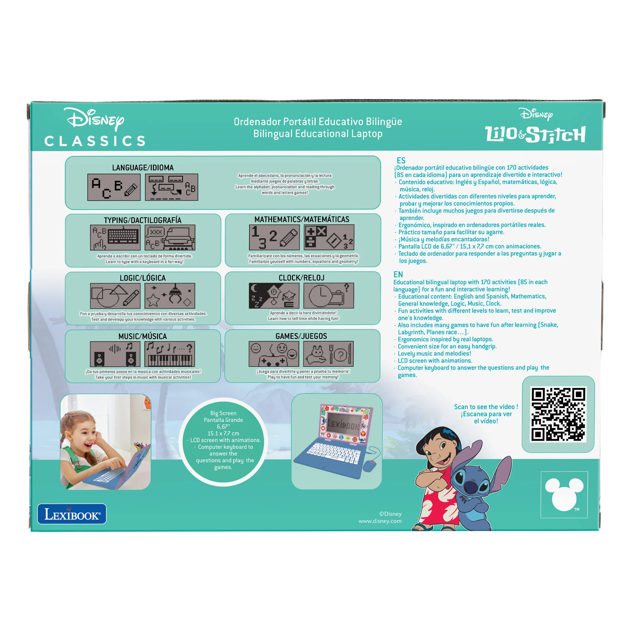 Lexibook Disney Stitch Bilingual Educational Laptop, 170 Activities, Blue - Image 7