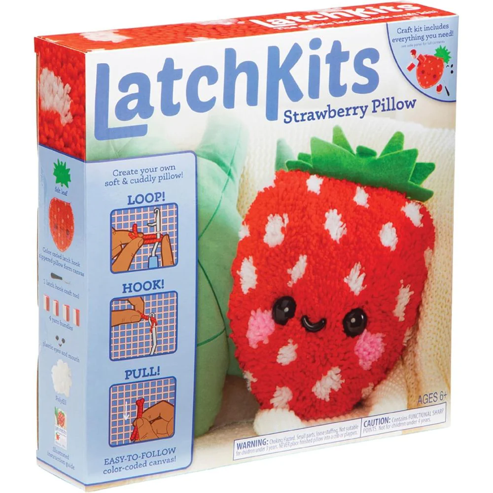 PlayMonster DIY Strawberry Pillow Latch Hook Kit - Crafting Set