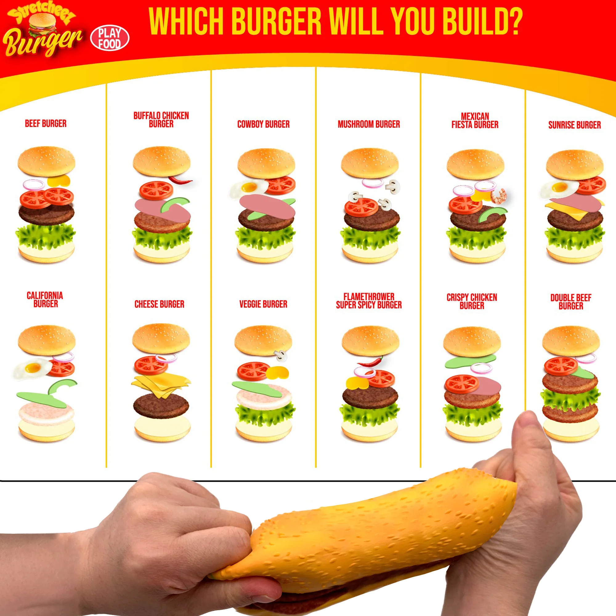 Stretcheez Hamburger 2pk - Stretchy Surprise Toy Food - Image 4