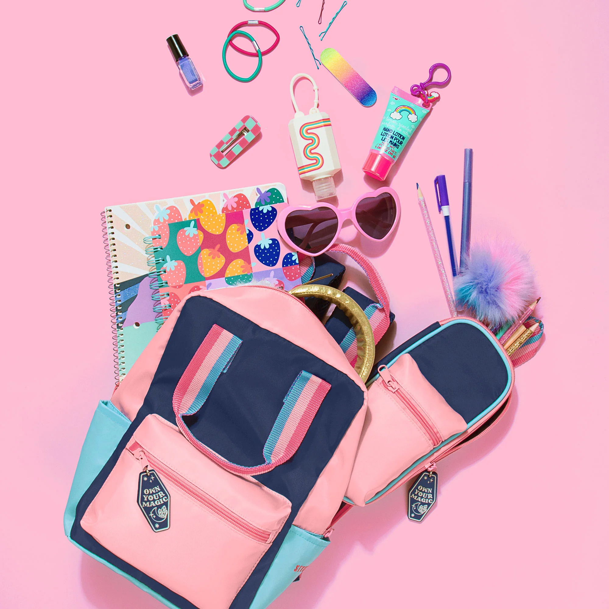 Style.Lab: Harlow Colorblock Backpack Pouch Set - Navy & Pink - Image 3