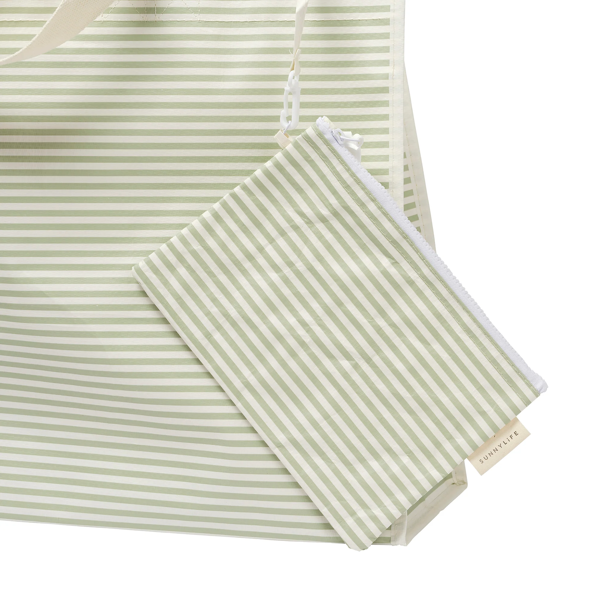 Sunnylife Carryall Beach Bag La Palma Sage Stripe - Oversized, Waterproof, and Stylish Tote - Image 3