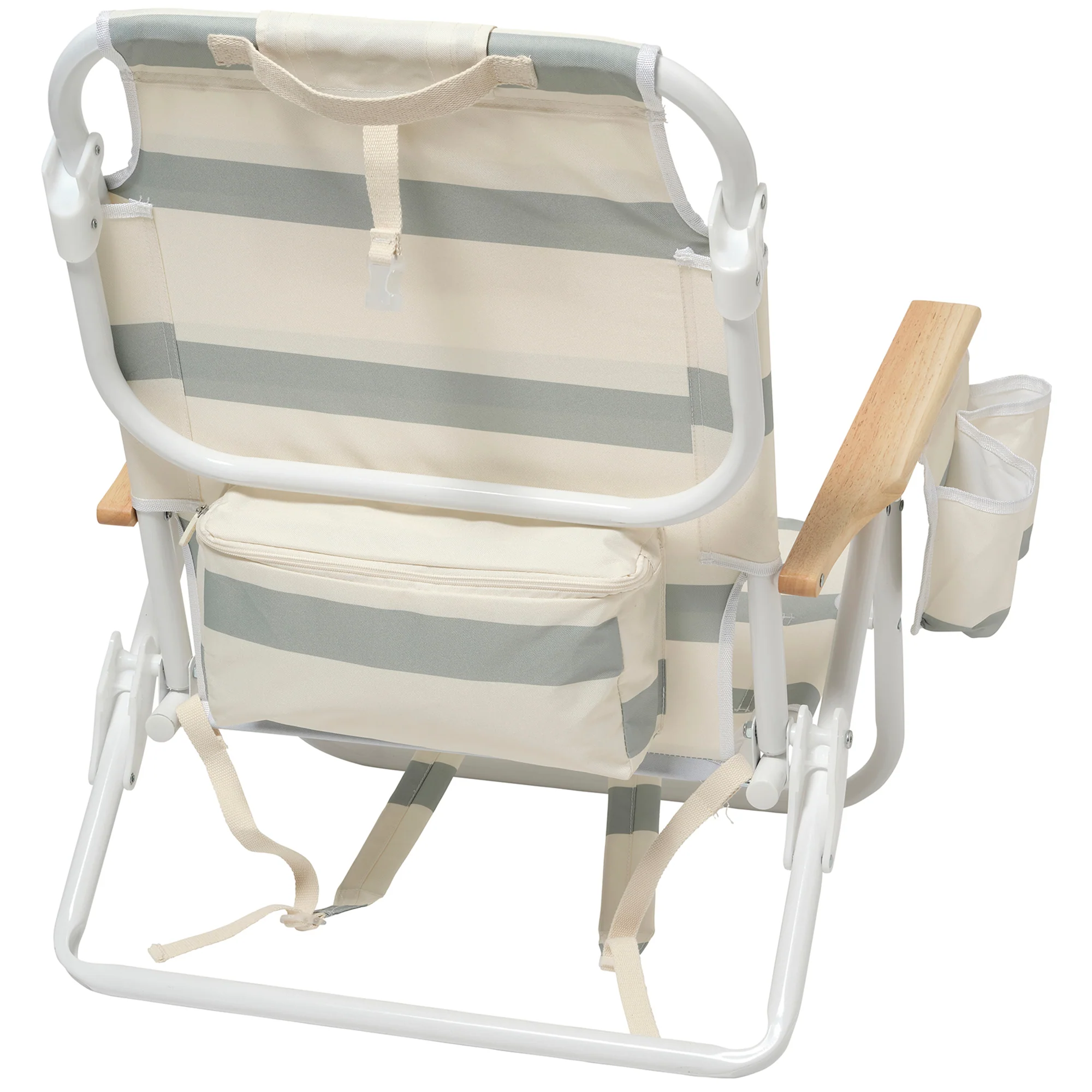 Sunnylife Deluxe Beach Chair - La Palma Sage Stripe with Cooler Bag and Drink Holder - Image 4