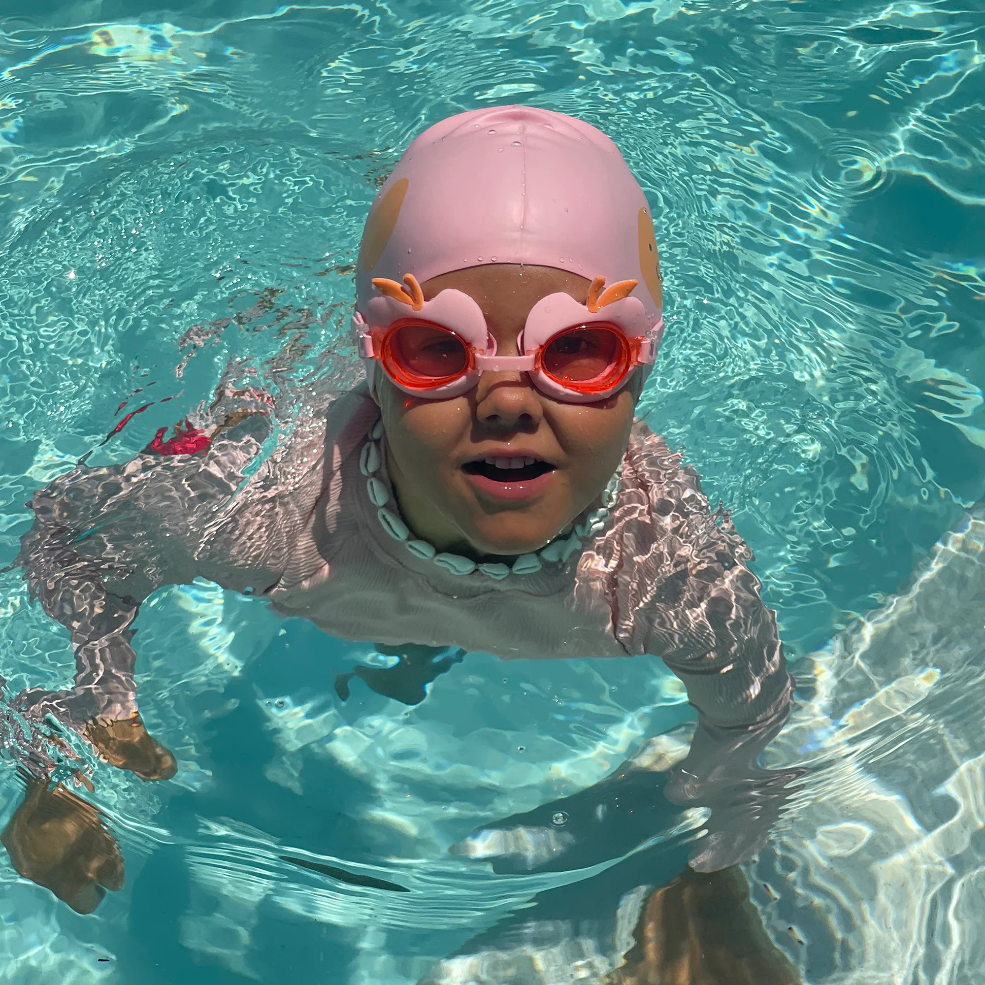 Sunnylife Cotton Candy Cherry Pink Kids Swim Goggles - 3D Cherry Band - Image 4