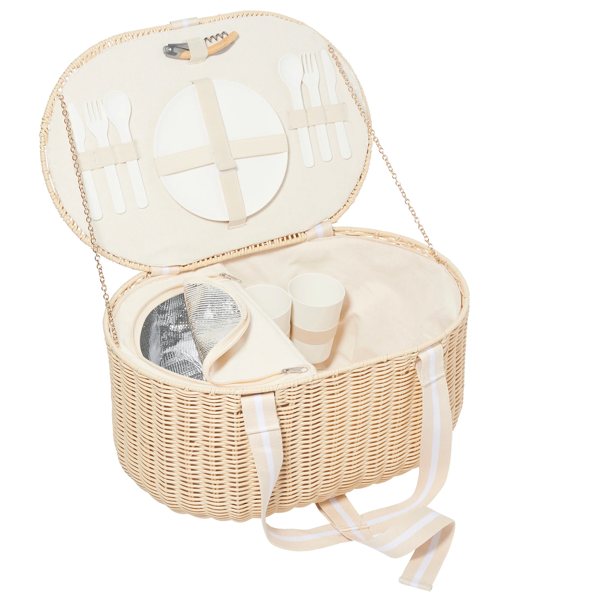 Sunnylife Large Picnic Basket Set - Le Weekend Natural - Image 2