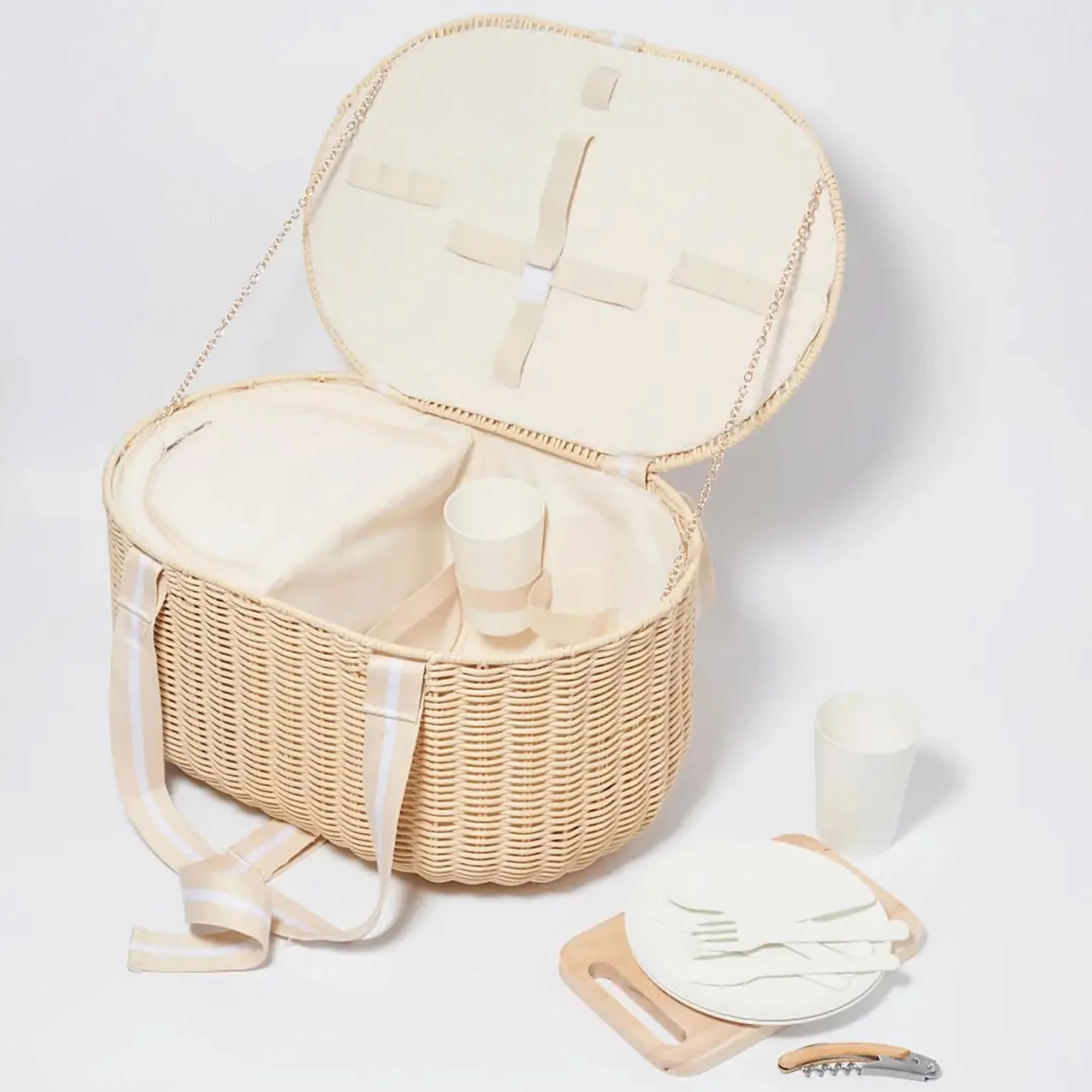 Sunnylife Large Picnic Basket Set - Le Weekend Natural - Image 4