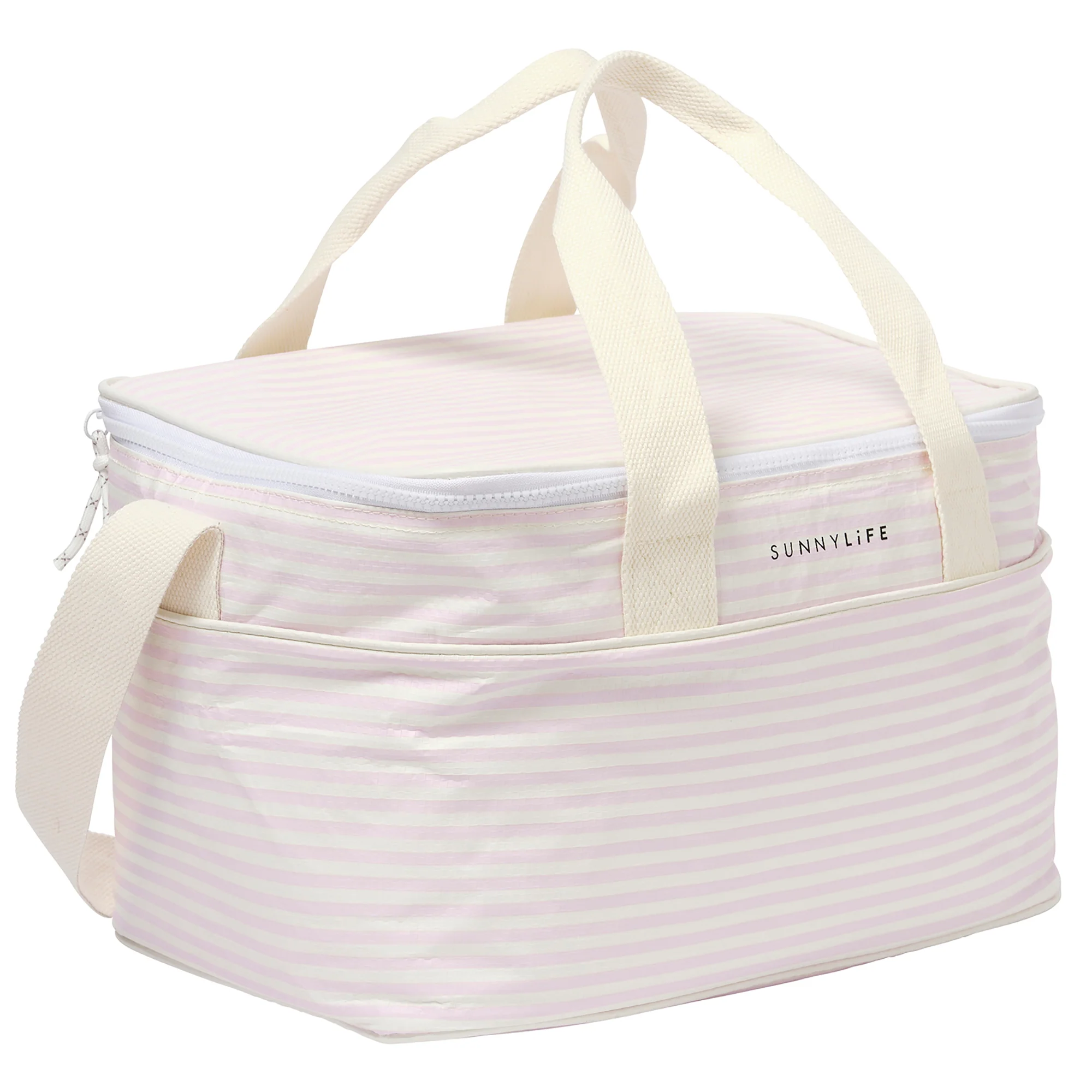 Sunnylife Lazy Days Pink Stripe Light Cooler Bag - 4.9Gal Hot/Cold Insulation - Image 2