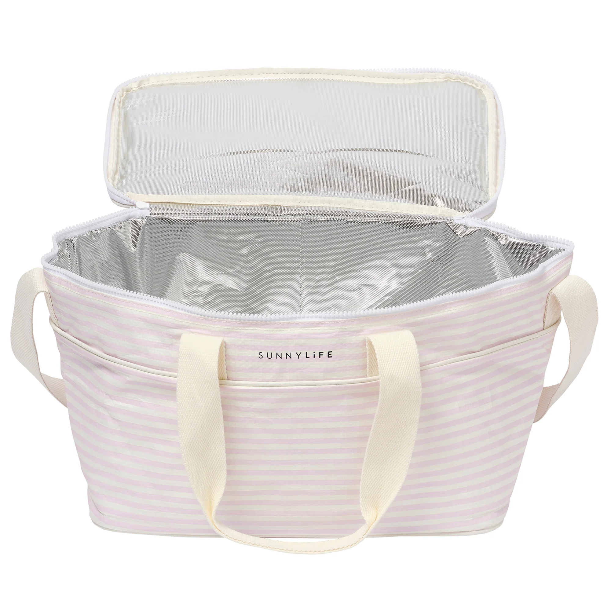 Sunnylife Lazy Days Pink Stripe Light Cooler Bag - 4.9Gal Hot/Cold Insulation - Image 3