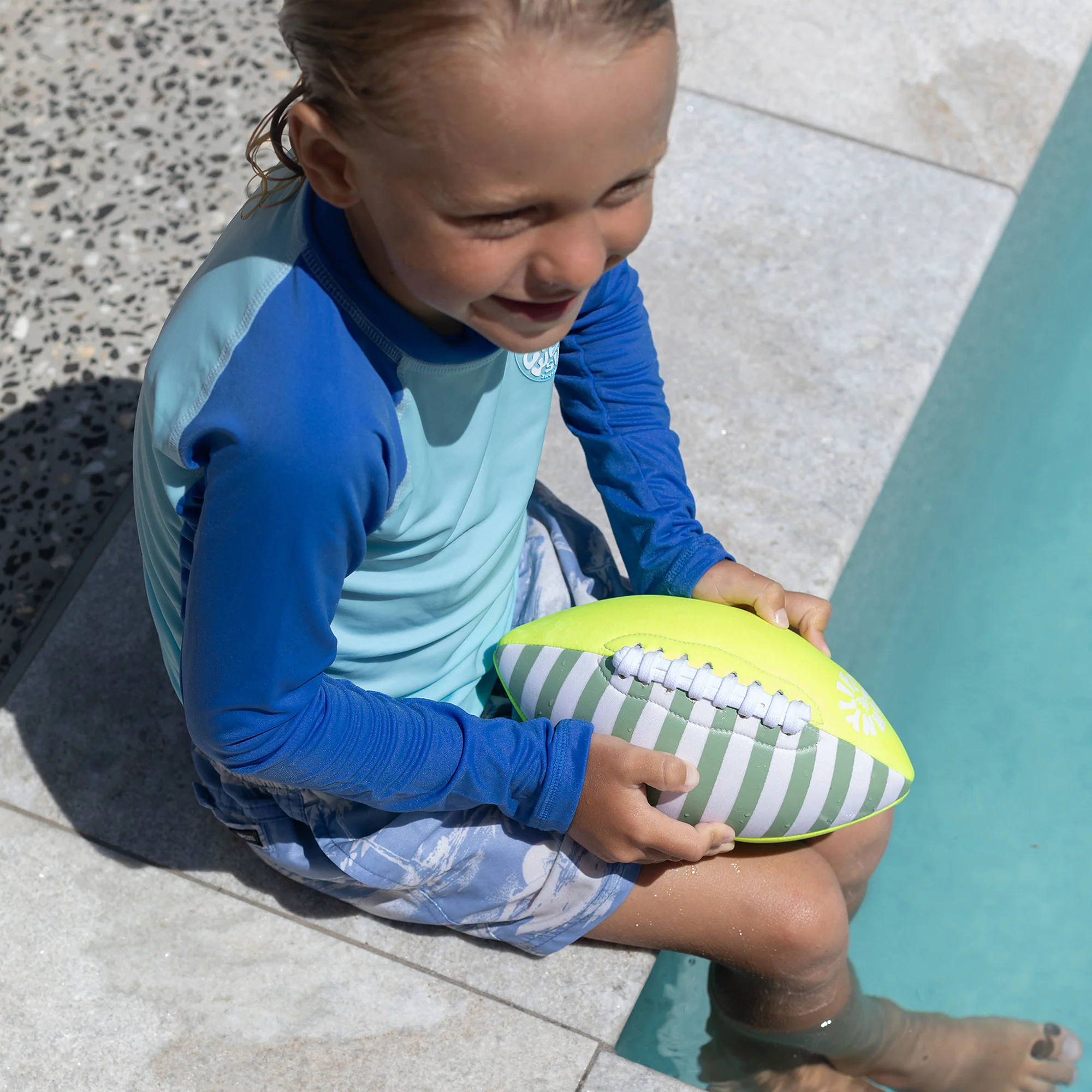Sunnylife 9" Neoprene Football - Citrus Stripe Inflatable Pool Toy - Image 4