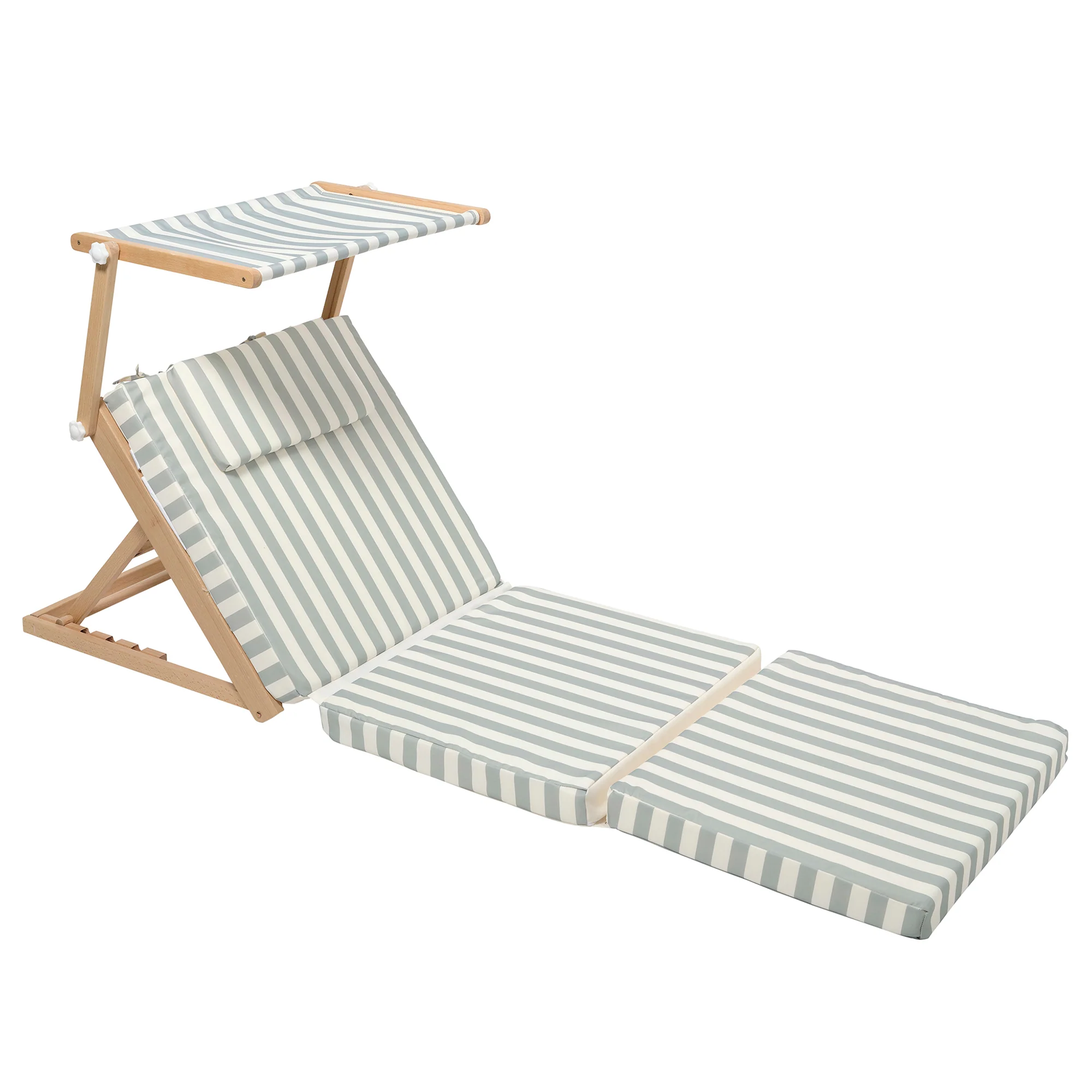 Sunnylife La Palma Pool House Daybed - Sage Stripe with Sun Shade