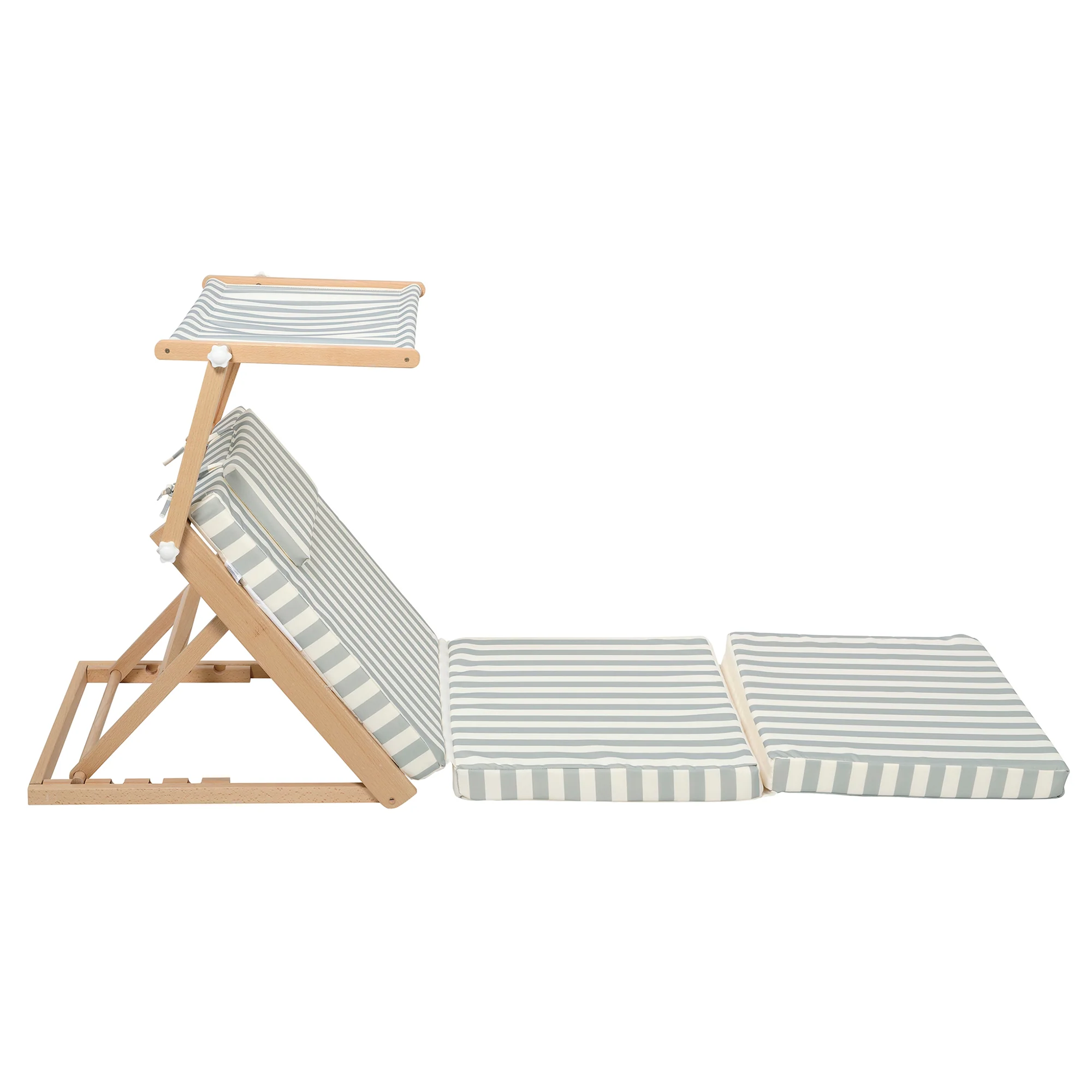 Sunnylife La Palma Pool House Daybed - Sage Stripe with Sun Shade - Image 2