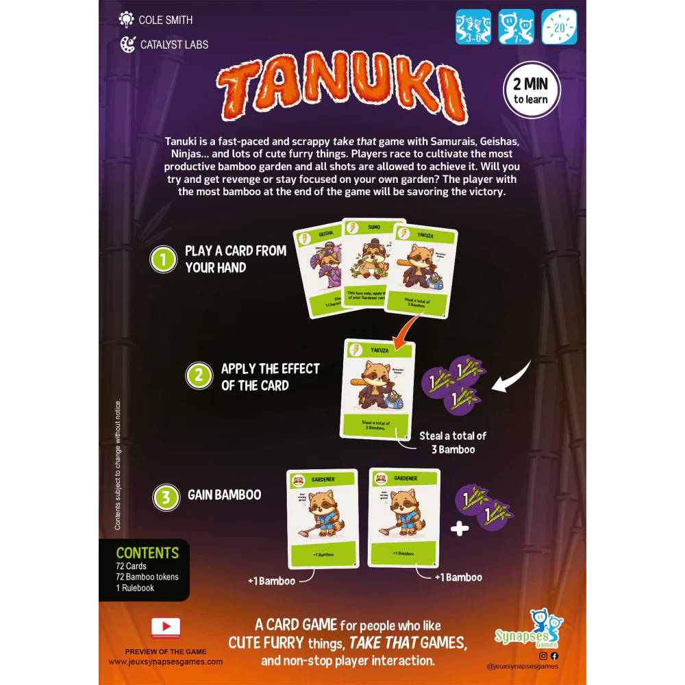 Tanuki: Family Take-That Card Game by Synapses Games, Ages 7+, 3-8 Players