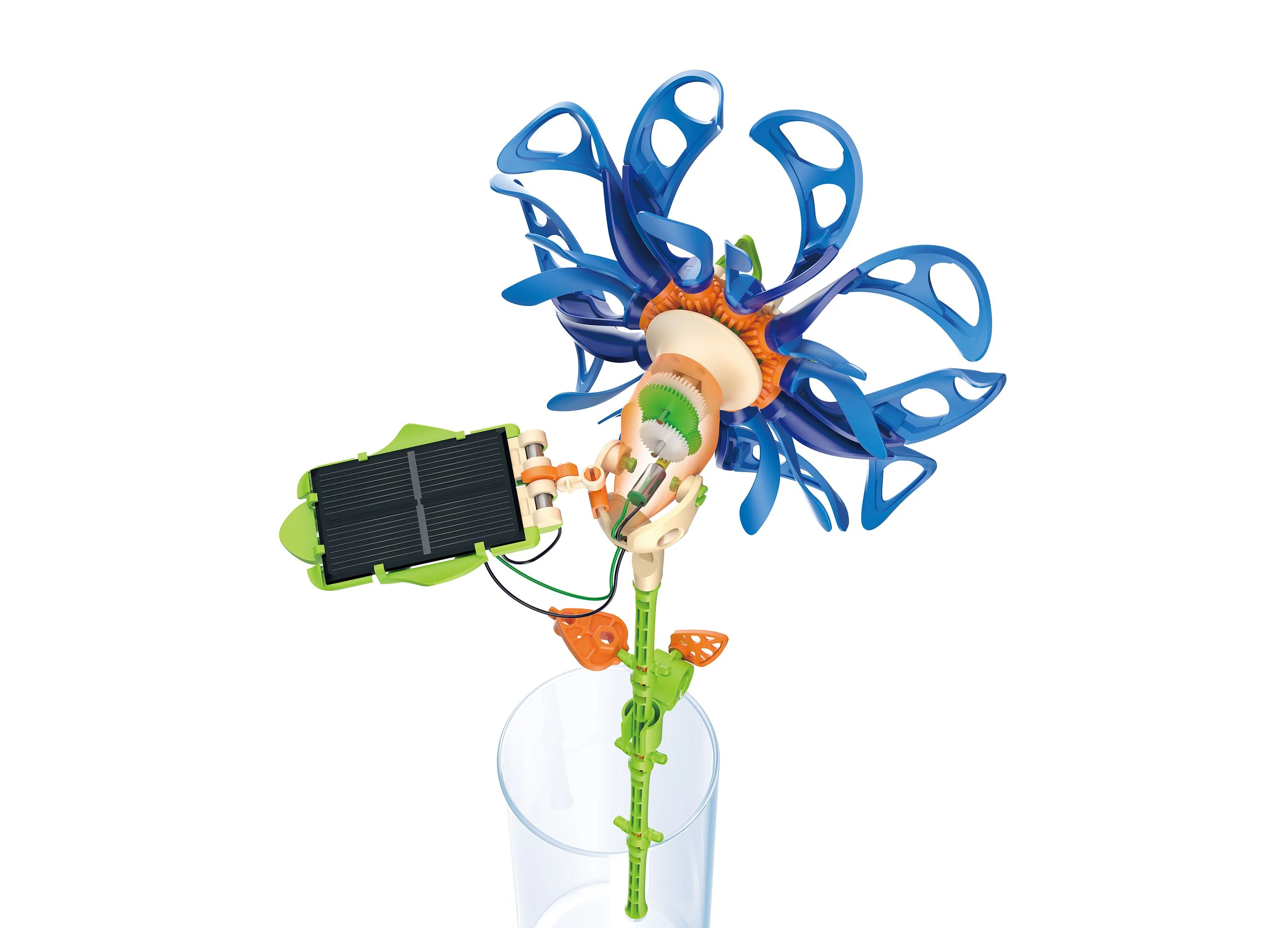 Thames & Kosmos SolarFlower Sapphire Swirl 114-Piece Solar-Powered Kinetic Sculpture Ages 8+ - Image 4