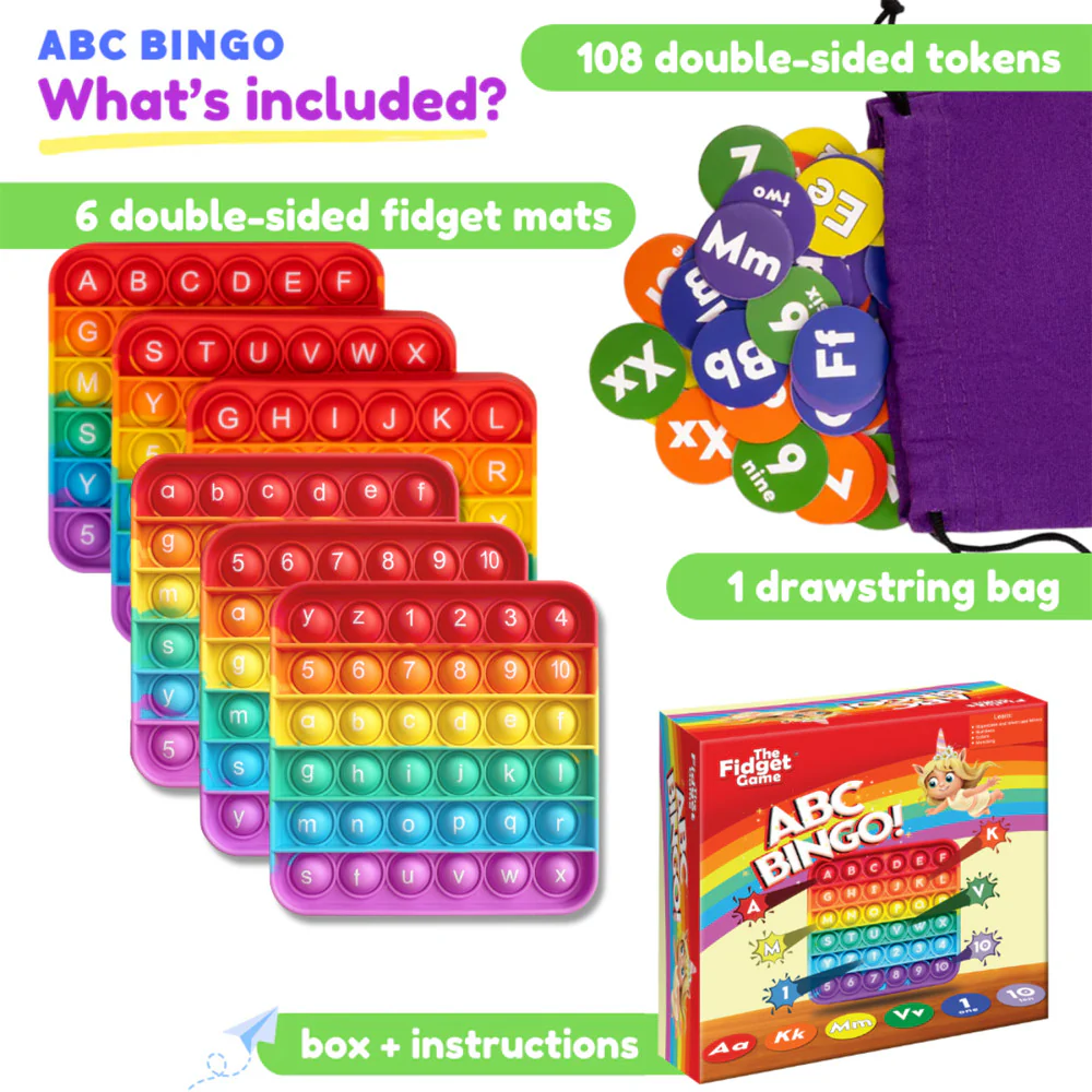The Fidget Game ABC Bingo Educational Popping Mat Set - Image 6