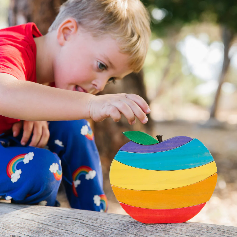The Freckled Frog Apple-Shaped Wooden Puzzle - 6 pc - Image 3